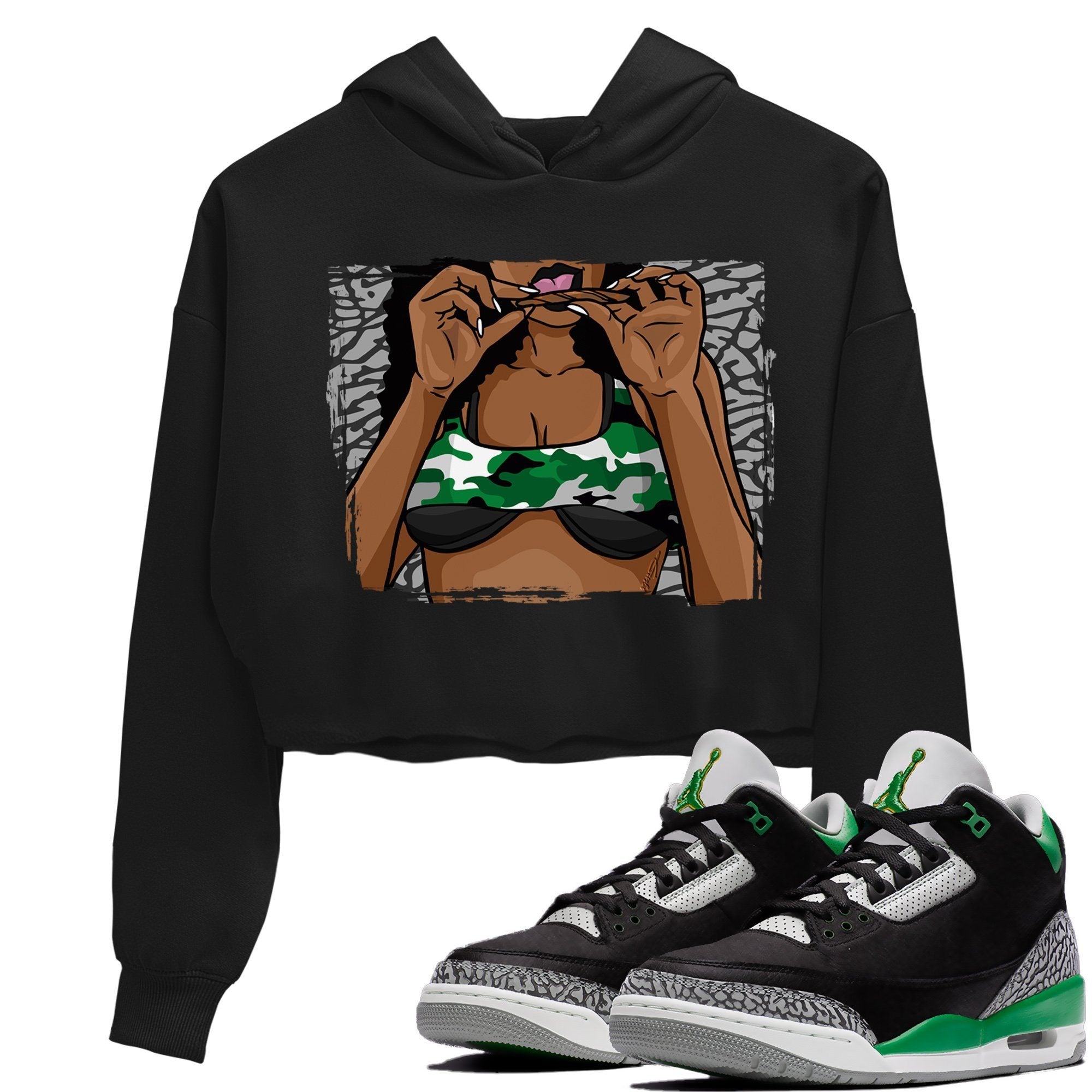 Jordan 3 Pine Green Sneaker Matching T-Shirt Roll Up Sneaker Tees Jordan 3 Pine Green Sneaker Release Tees Women's Shirts