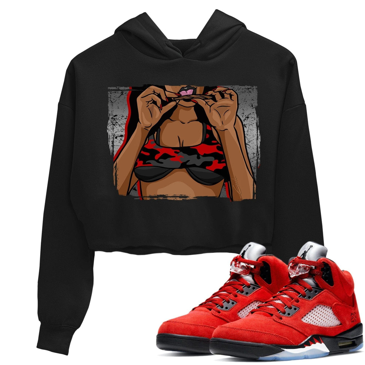 Jordan 5 Raging Bull Sneaker Matching T-Shirt Roll UP Sneaker Tees Jordan 5 Raging Bull Sneaker Release Tees Women's Shirts