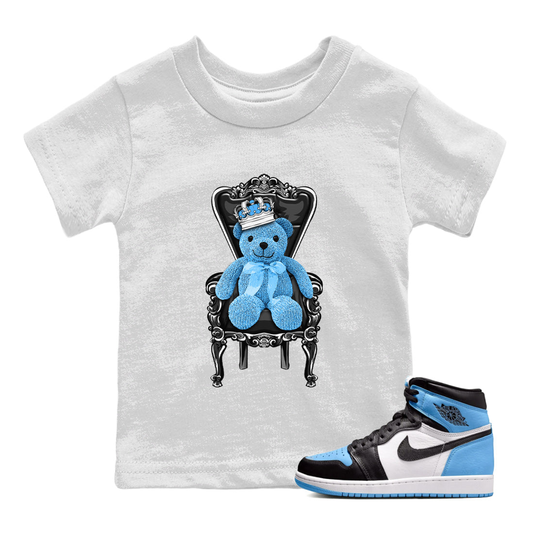 Air Jordan 1 Retro High OG UNC Toe Shirt to match Jordans Royal Bear Streetwear Sneaker Shirt AJ1 UNC Toe Tee Kids and Baby Tees White 1