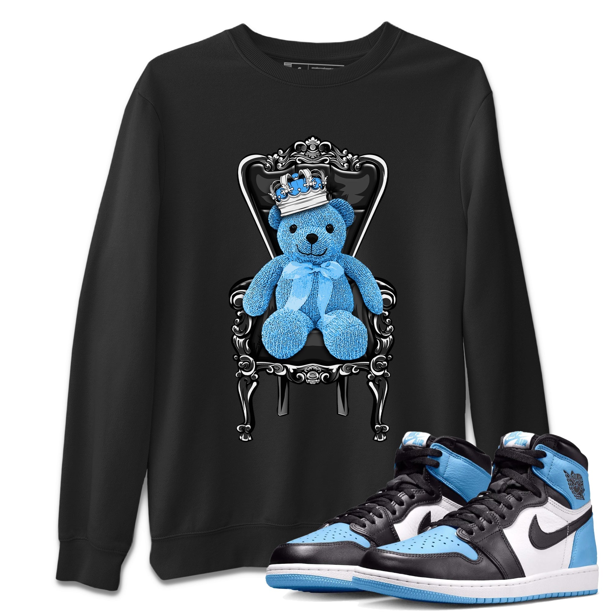 Air Jordan 1 Retro High OG UNC Toe Shirt to match Jordans Royal Bear Streetwear Sneaker Shirt AJ1 UNC Toe Tee Crew Neck T-Shirts Black 1