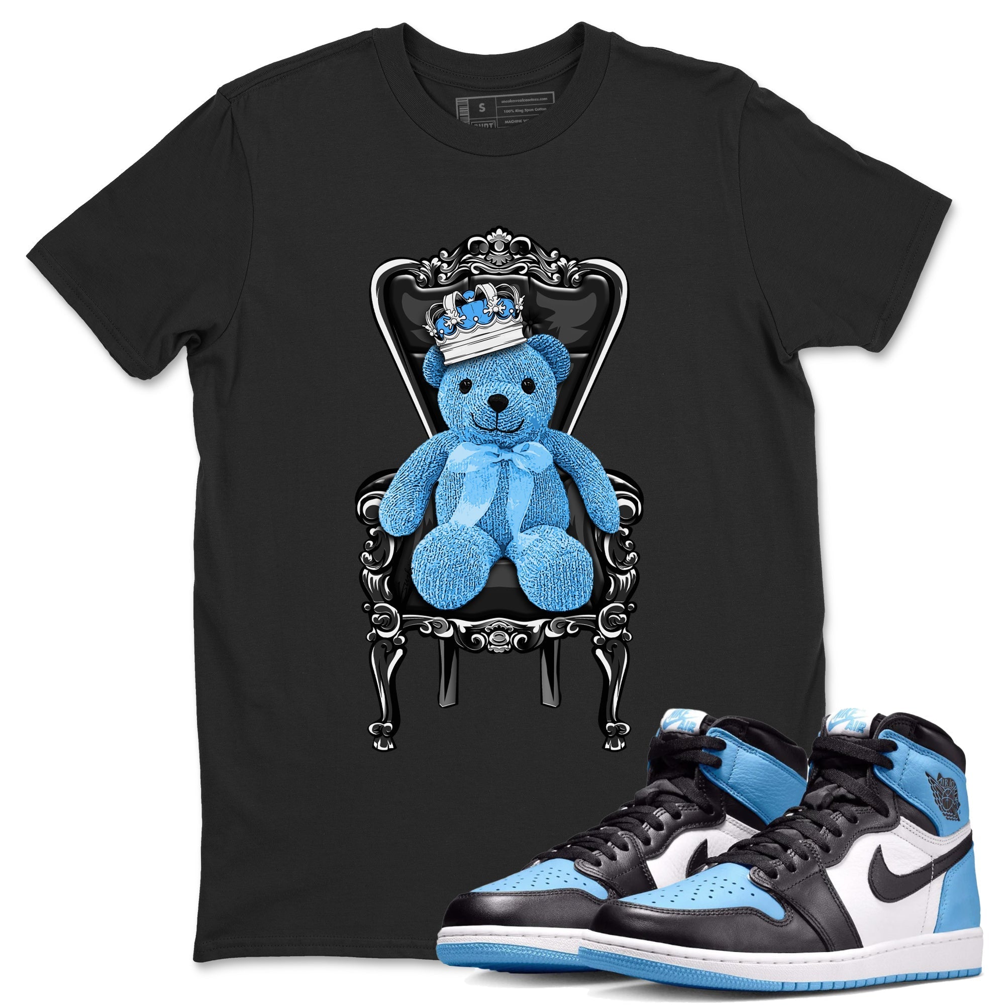 Air Jordan 1 Retro High OG UNC Toe Shirt to match Jordans Royal Bear Streetwear Sneaker Shirt AJ1 UNC Toe Tee Crew Neck T-Shirts Black 1