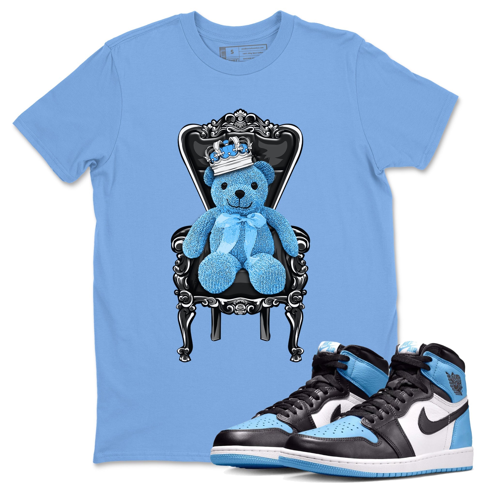Air Jordan 1 UNC Toe Royal Bear Crew Neck Streetwear Sneaker Shirt Air Jordan 1 UNC Toe Sneaker T-Shirts Washing and Care Tip