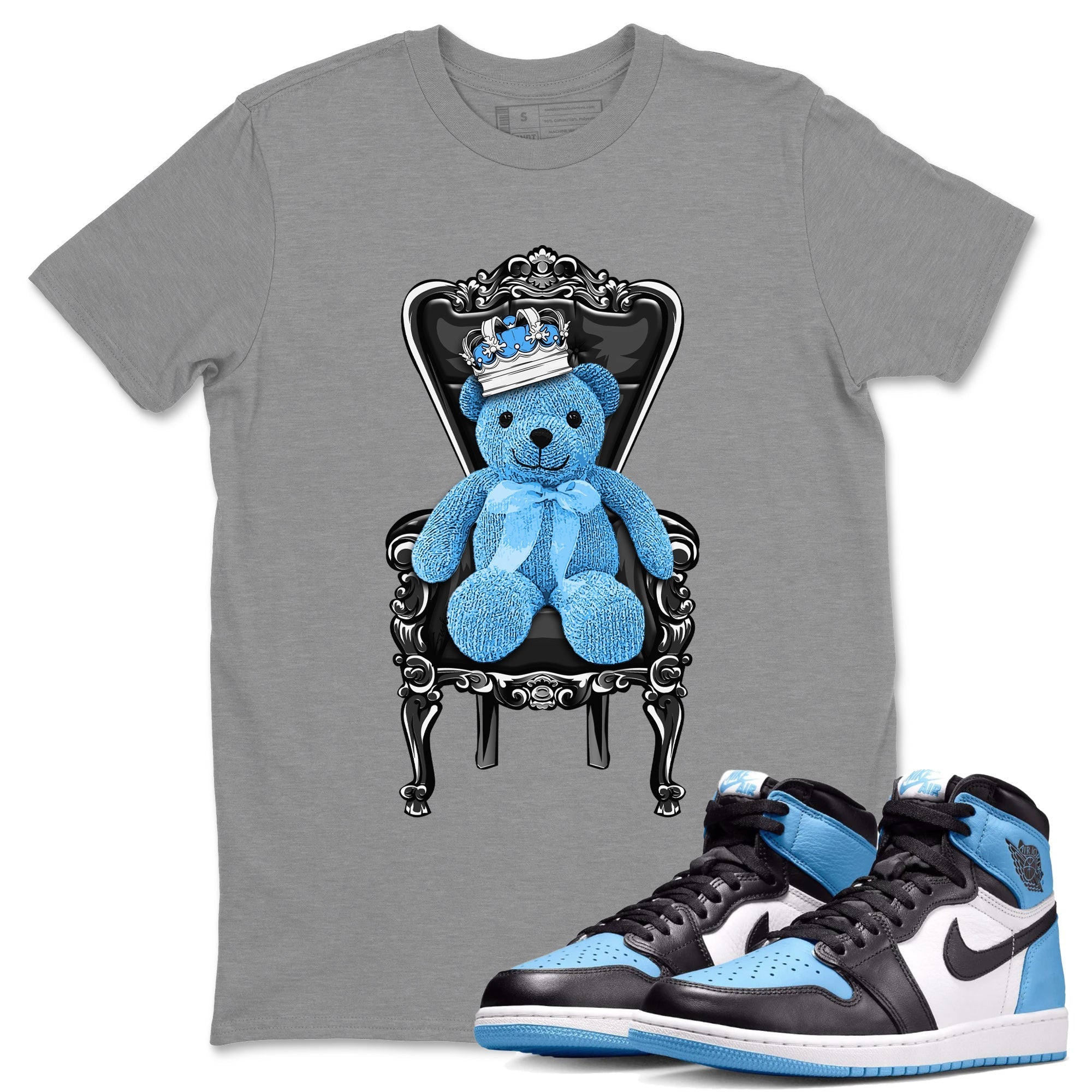 Air Jordan 1 UNC Toe Royal Bear Crew Neck Streetwear Sneaker Shirt Air Jordan 1 UNC Toe Sneaker T-Shirts Size Chart
