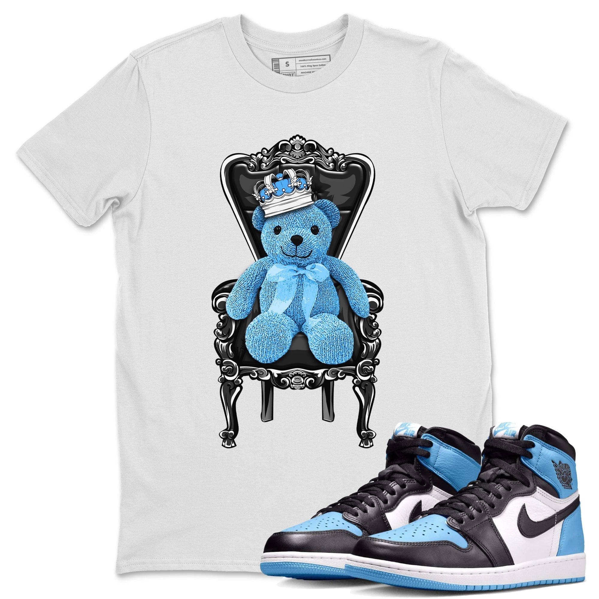 Air Jordan 1 Retro High OG UNC Toe Shirt to match Jordans Royal Bear Streetwear Sneaker Shirt AJ1 UNC Toe Tee Crew Neck T-Shirts White 1