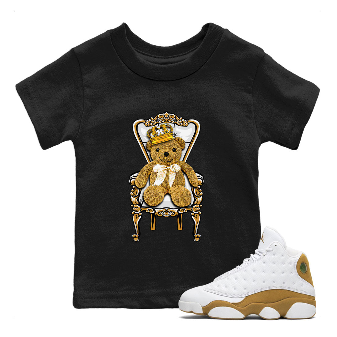 Air Jordan 13 Wheat shirt to match jordans Royal Bear Streetwear Sneaker Shirt 13 Wheat Drip Gear Zone Sneaker Matching Clothing Baby Toddler Kids Black 1 T-Shirt