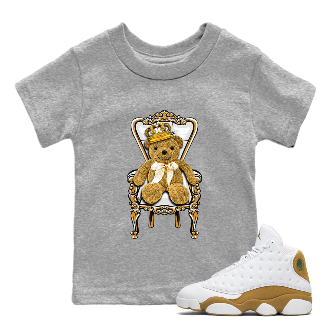 Air Jordan 13 Wheat shirt to match jordans Royal Bear Streetwear Sneaker Shirt 13 Wheat Drip Gear Zone Sneaker Matching Clothing Baby Toddler Kids Heather Grey 1 T-Shirt