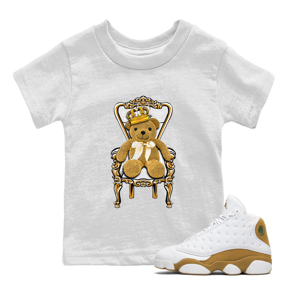 Air Jordan 13 Wheat shirt to match jordans Royal Bear Streetwear Sneaker Shirt 13 Wheat Drip Gear Zone Sneaker Matching Clothing Baby Toddler Kids White 1 T-Shirt