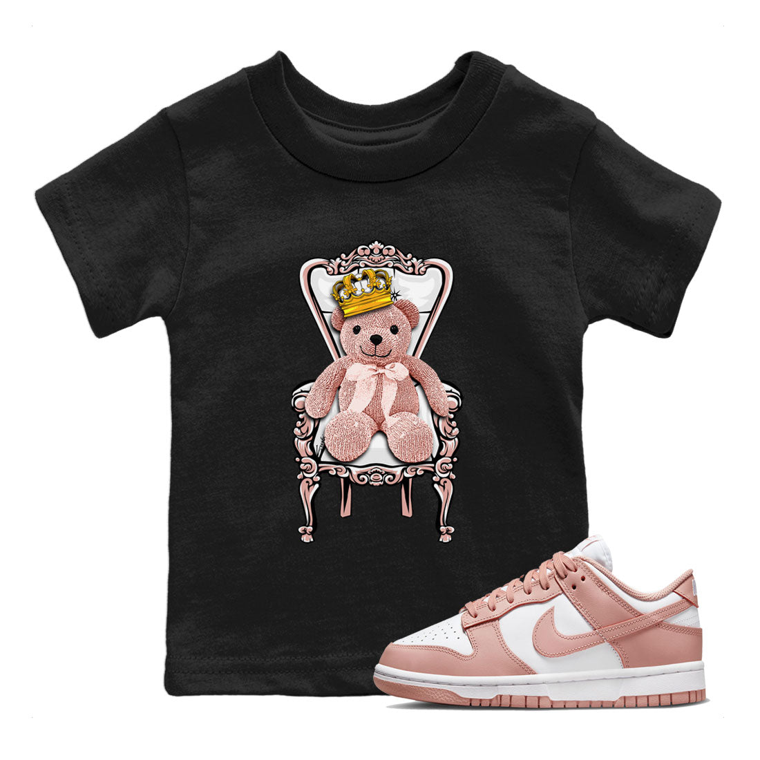 Dunk Low WMNS Rose Whisper shirt to match jordans Royal Bear Streetwear Sneaker Shirt Dunk Rose Whisper Drip Gear Zone Sneaker Matching Clothing Baby Toddler Kids Black 1 T-Shirt