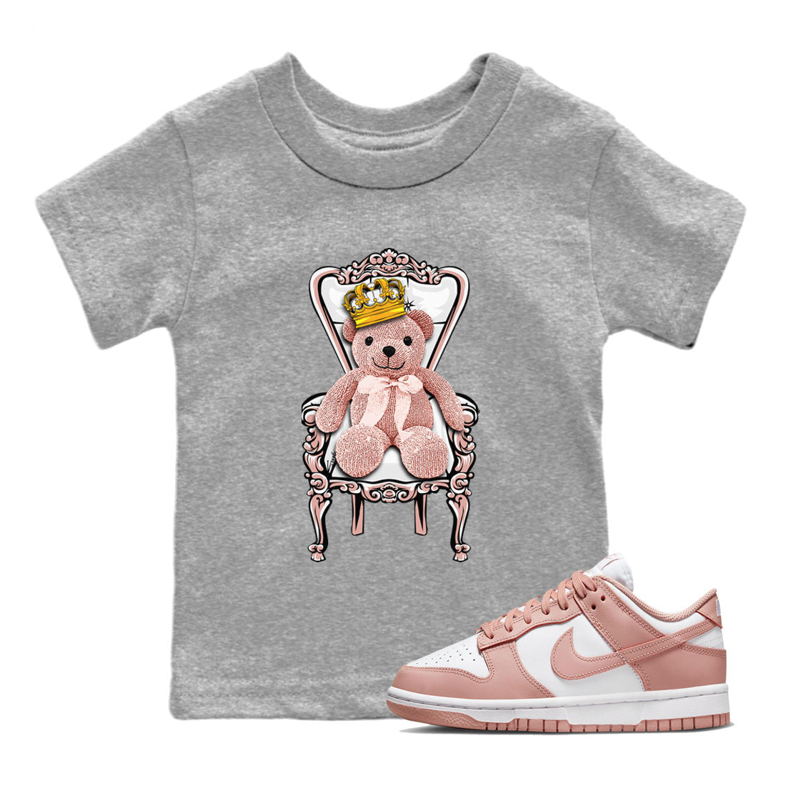 Dunk Low WMNS Rose Whisper shirt to match jordans Royal Bear Streetwear Sneaker Shirt Dunk Rose Whisper Drip Gear Zone Sneaker Matching Clothing Baby Toddler Kids Heather Grey 1 T-Shirt