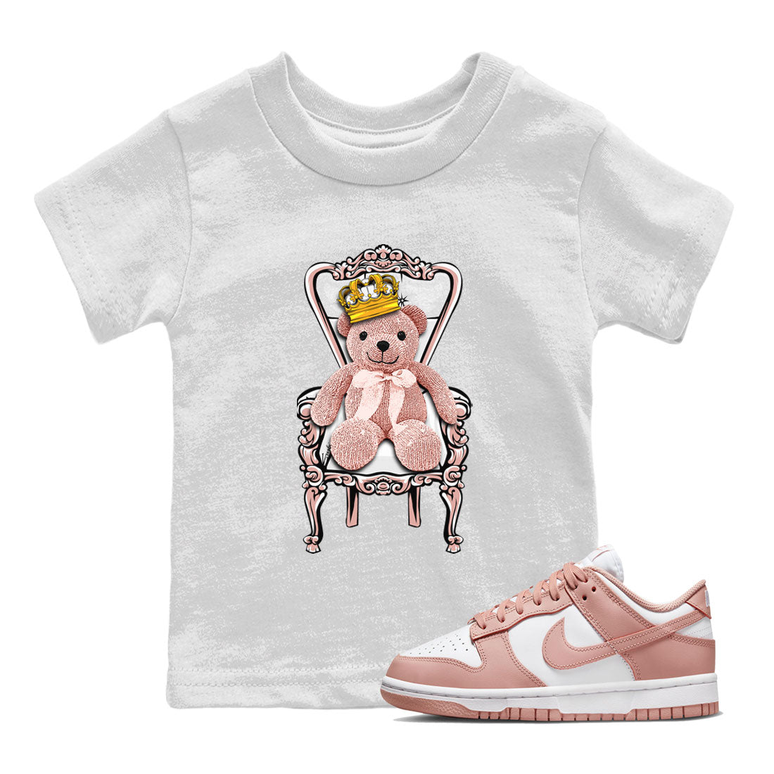 Dunk Low WMNS Rose Whisper shirt to match jordans Royal Bear Streetwear Sneaker Shirt Dunk Rose Whisper Drip Gear Zone Sneaker Matching Clothing Baby Toddler Kids White 1 T-Shirt