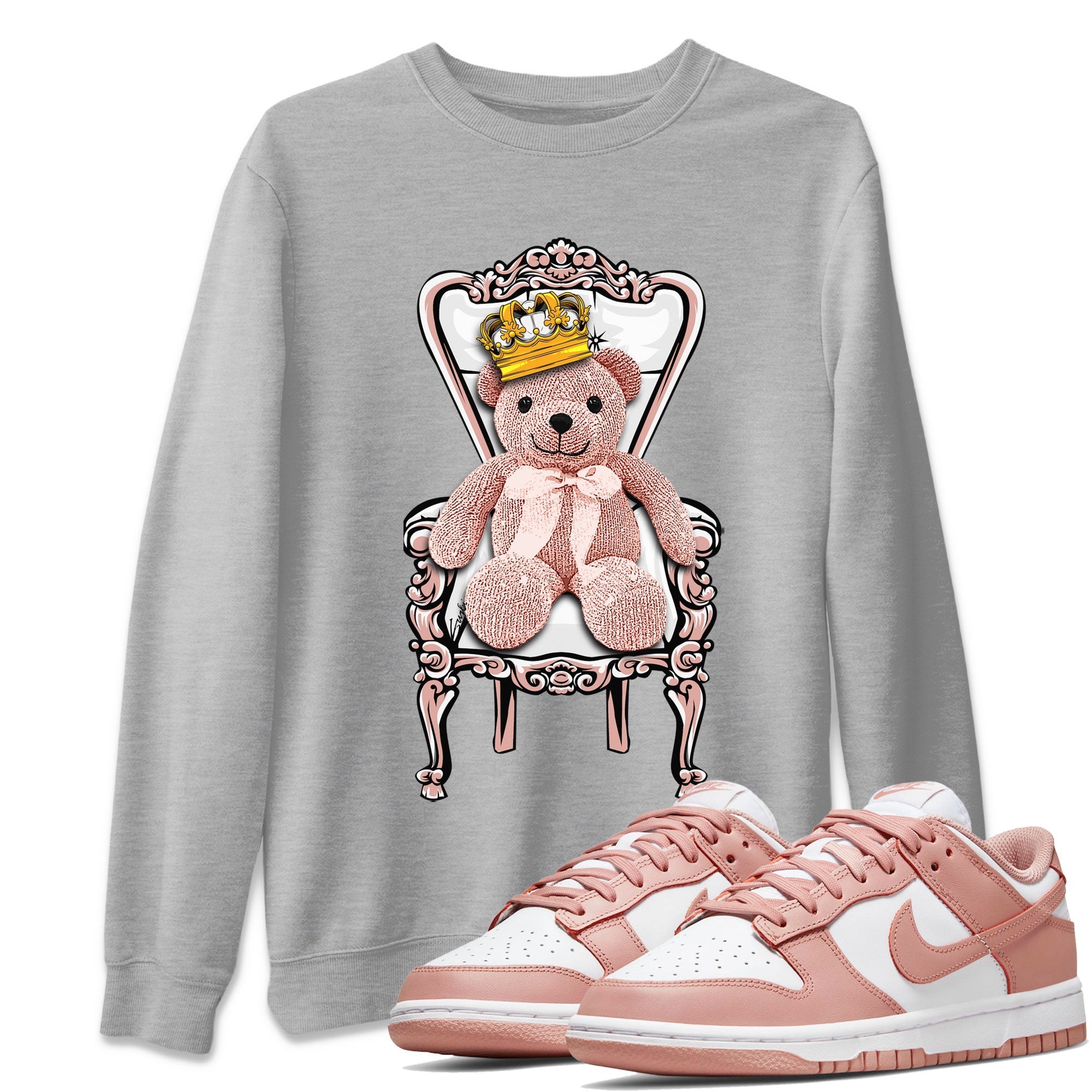 Dunk Low WMNS Rose Whisper shirt to match jordans Royal Bear Streetwear Sneaker Shirt Dunk Rose Whisper Drip Gear Zone Sneaker Matching Clothing Casual Unisex shirts Heather Grey 1 T-Shirt