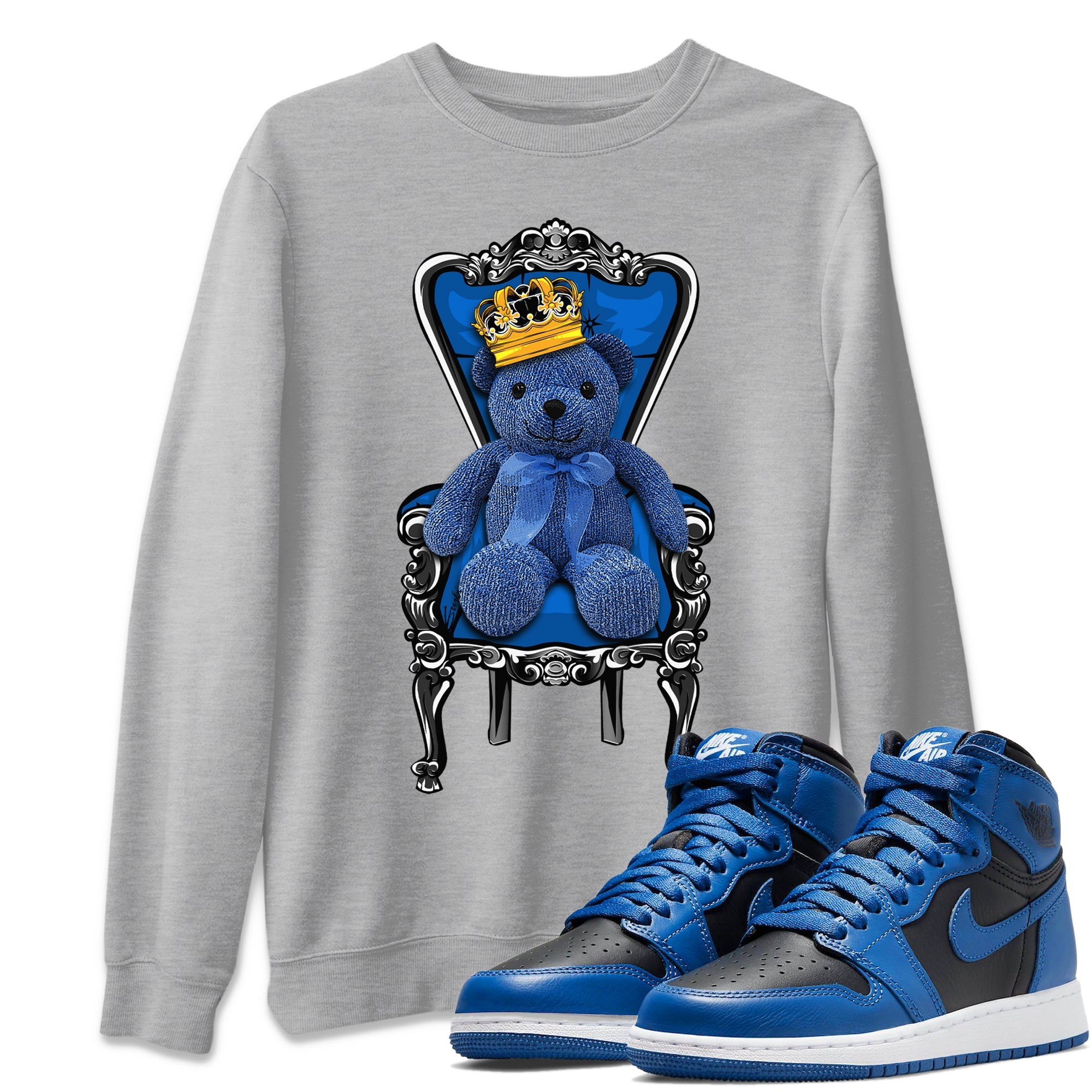Jordan 1 Dark Marina Blue Sneaker Matching T-Shirt Royal Bear Sneaker Tees Jordan 1 Dark Marina Blue Sneaker Release Tees Crew Neck Tees