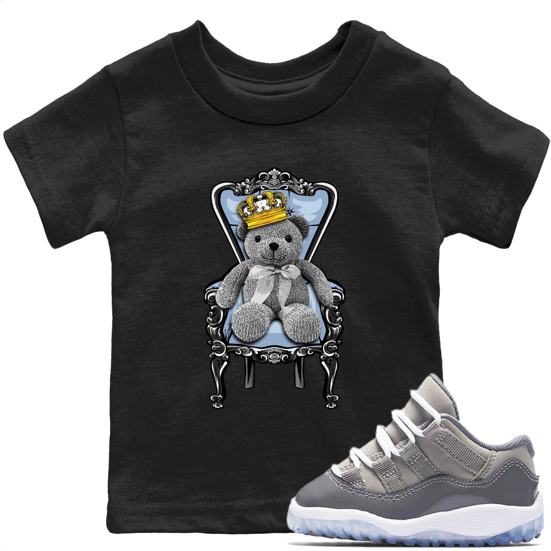Jordan 11 Cool Grey Sneaker Matching T-Shirt Royal Bear Sneaker Tees Jordan 11 Cool Grey Sneaker Release Tees Kids Shirts