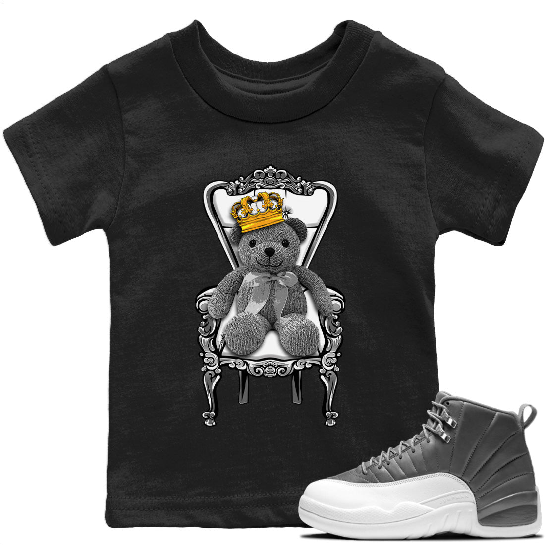 Jordan 12 Stealth Sneaker Matching T-Shirt Royal Bear Sneaker Tees Jordan 12 Stealth Sneaker Release Tees Kids Shirts