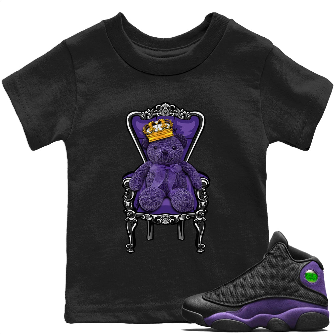 Jordan 13 Court Purple Sneaker Matching T-Shirt Royal Bear Sneaker Tees Jordan 13 Court Purple Sneaker Release Tees Kids Shirts