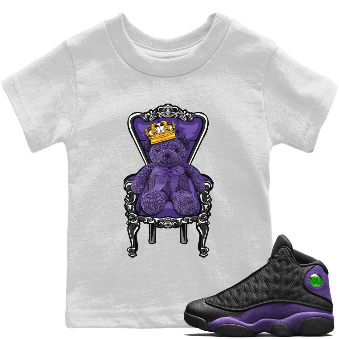 Jordan 13 Court Purple Sneaker Matching T-Shirt Royal Bear Sneaker Tees Jordan 13 Court Purple Sneaker Release Tees Kids Shirts