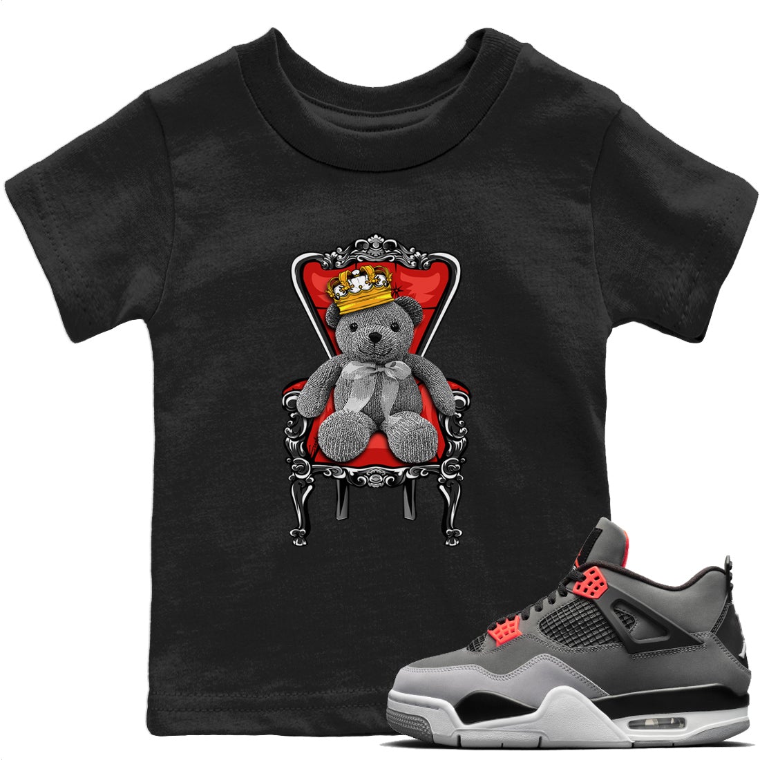 Jordan 4 Infrared Sneaker Matching T-Shirt Royal Bear Sneaker Tees Jordan 4 Infrared Sneaker Release Tees Kids Shirts