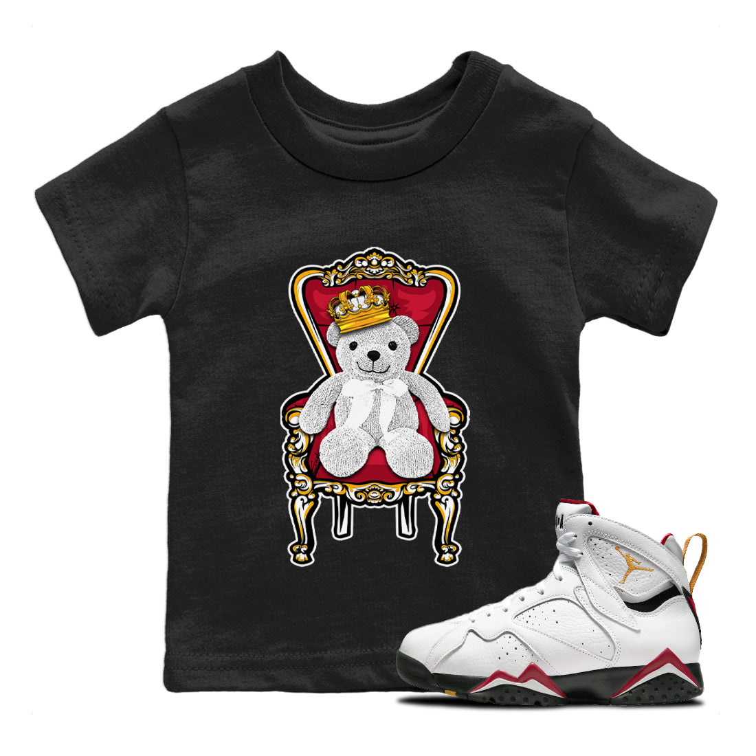 Jordan 7 Cardinal Shirt To Match Jordans Royal Bear Sneaker Tees Jordan 7 Cardinal Drip Gear Zone Sneaker Matching Clothing Kids Shirts