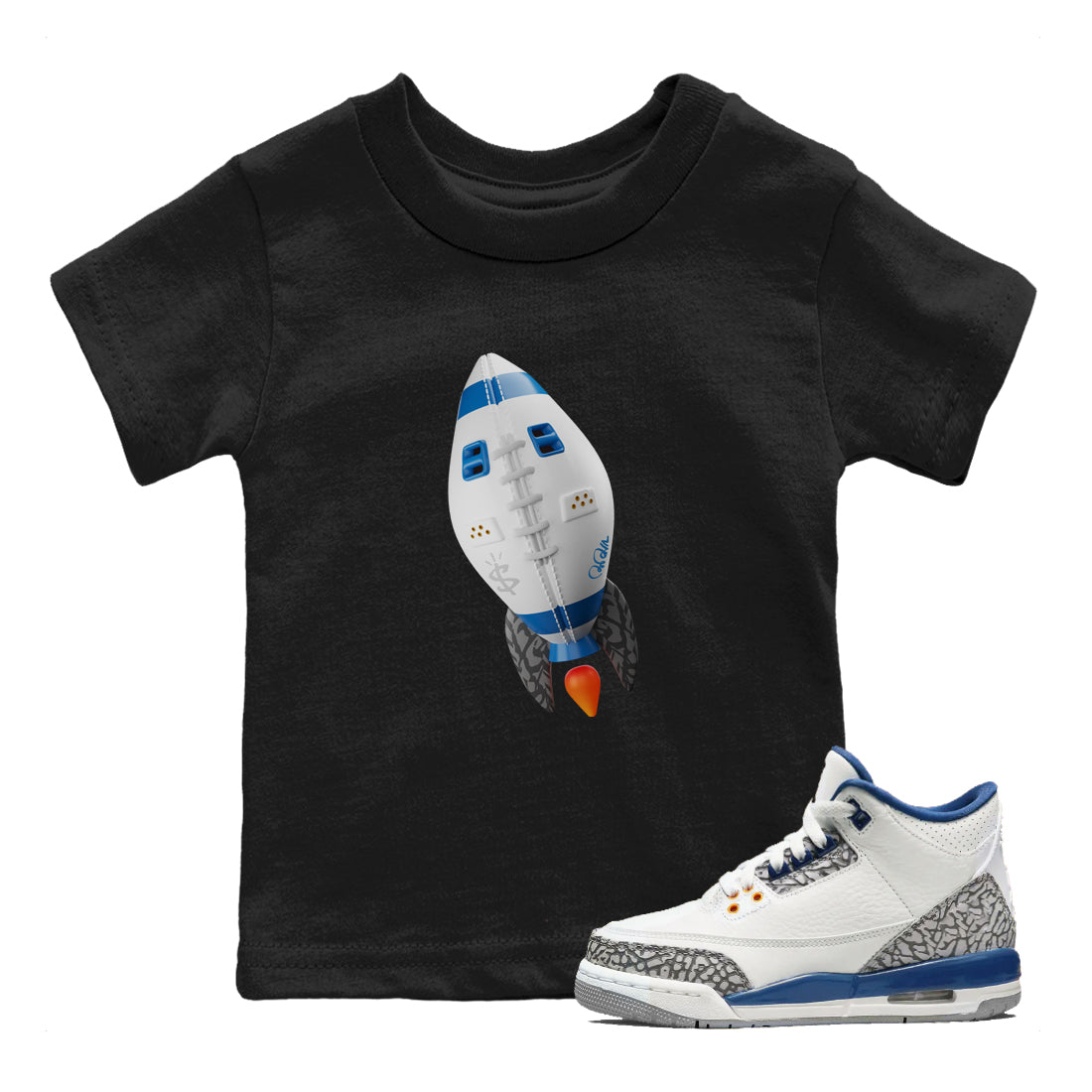 Air Jordan 3 Wizards Sneaker Tees Drip Gear Zone Rugby Rocket Sneaker Tees AJ3 NBA Wizards  Shirt Kids Shirts Black 1