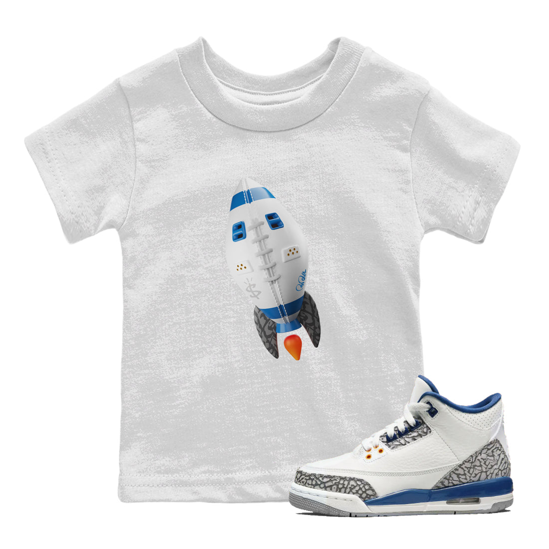 Air Jordan 3 Wizards Sneaker Tees Drip Gear Zone Rugby Rocket Sneaker Tees AJ3 NBA Wizards  Shirt Kids Shirts White 1