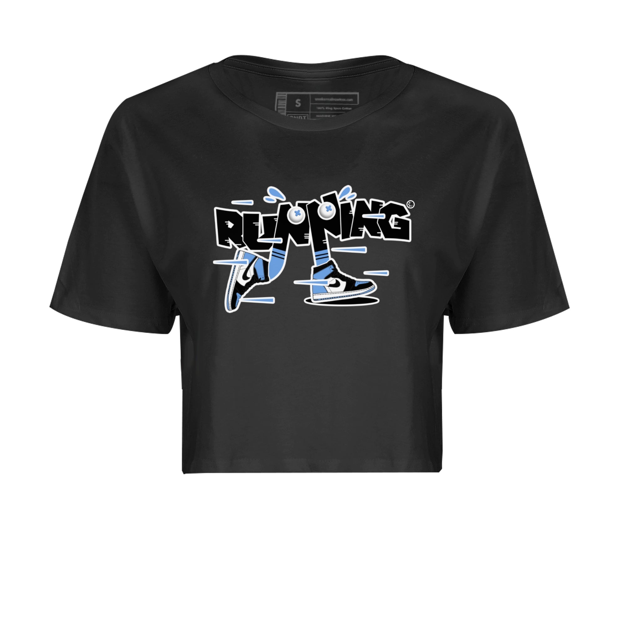 Air Jordan 1 Retro High OG UNC Toe Shirt to match Jordans Running Shoes Streetwear Sneaker Shirt AJ1 UNC Toe Drip Gear Zone Sneaker Matching Clothing Crop T-Shirts Black 2