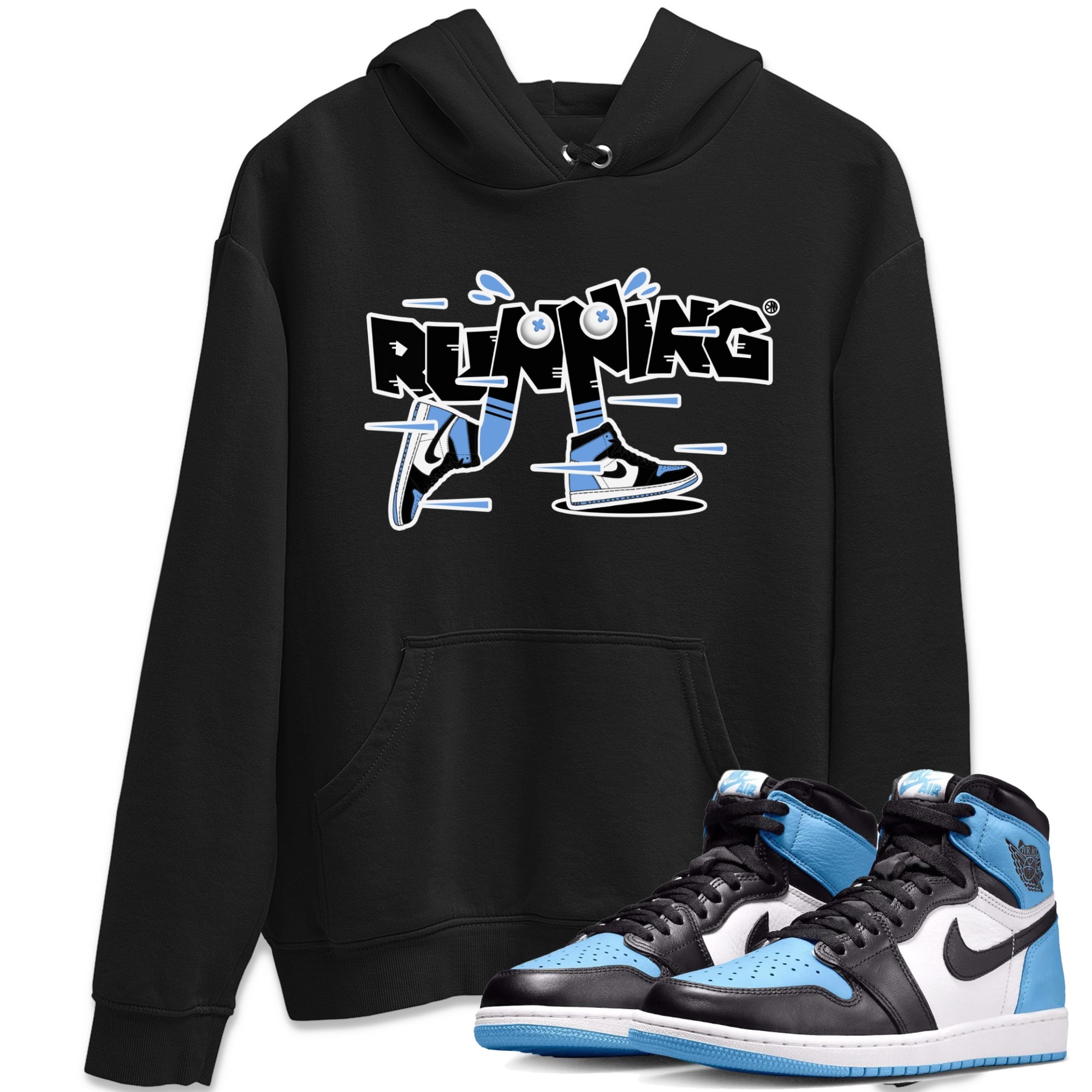 Air Jordan 1 Retro High OG UNC Toe Shirt to match Jordans Running Shoes Streetwear Sneaker Shirt AJ1 UNC Toe Drip Gear Zone Sneaker Matching Clothing Crew Neck T-Shirts Black 1