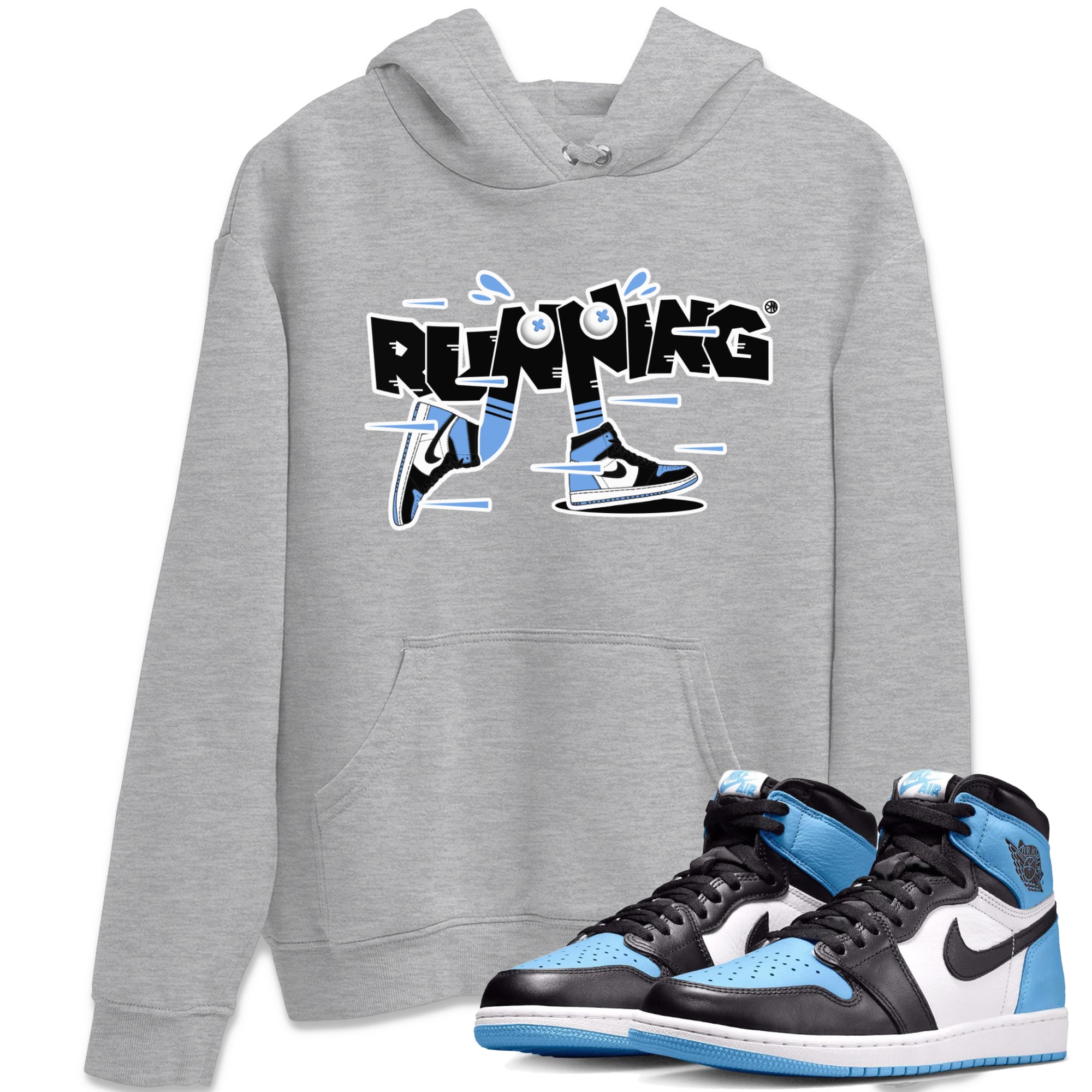 Air Jordan 1 Retro High OG UNC Toe Shirt to match Jordans Running Shoes Streetwear Sneaker Shirt AJ1 UNC Toe Drip Gear Zone Sneaker Matching Clothing Crew Neck T-Shirts Heather Grey 1
