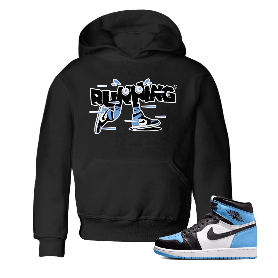 Air Jordan 1 Retro High OG UNC Toe Shirt to match Jordans Running Shoes Streetwear Sneaker Shirt AJ1 UNC Toe Drip Gear Zone Sneaker Matching Clothing Kids and Baby Tees Black 1