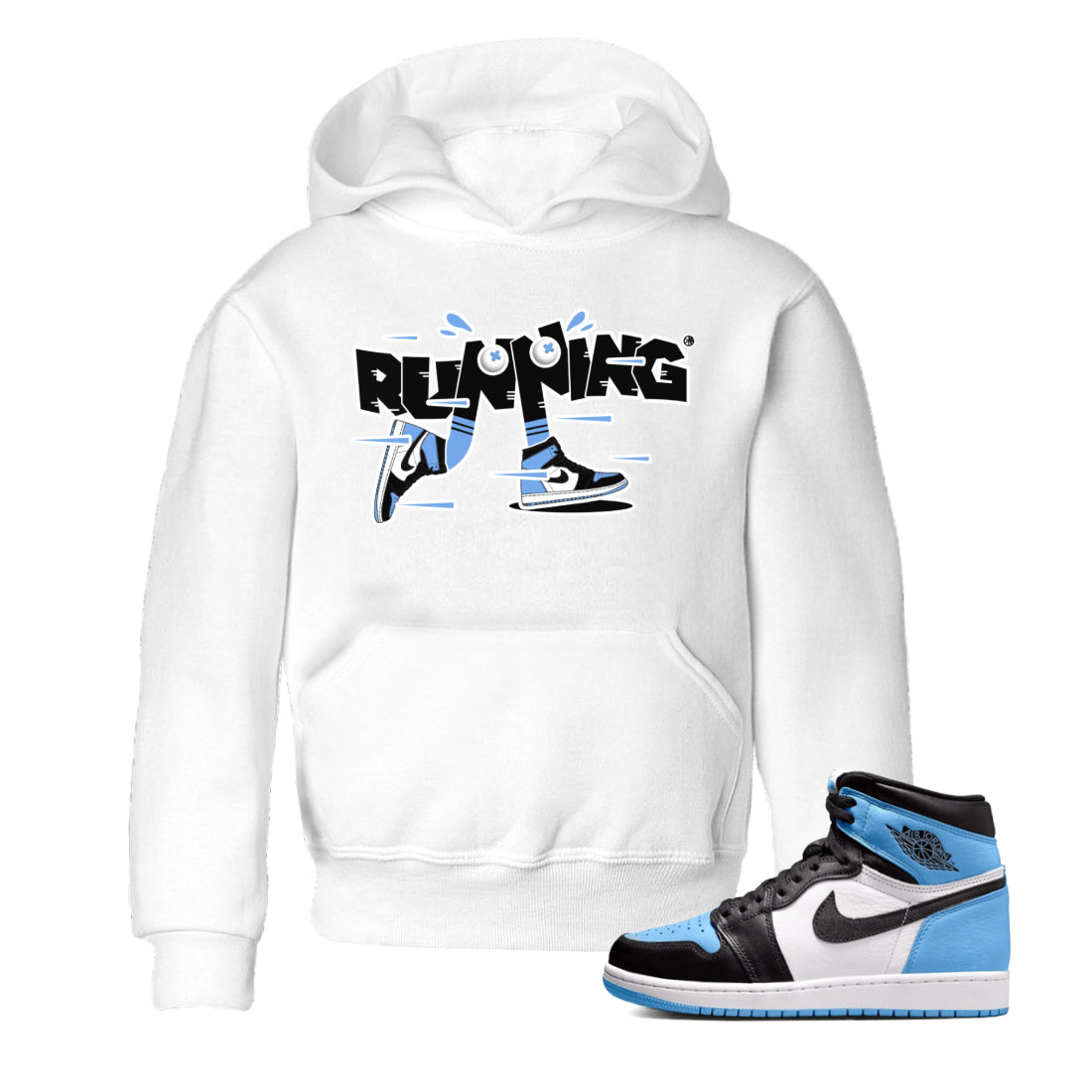 Air Jordan 1 Retro High OG UNC Toe Shirt to match Jordans Running Shoes Streetwear Sneaker Shirt AJ1 UNC Toe Drip Gear Zone Sneaker Matching Clothing Kids and Baby Tees White 1