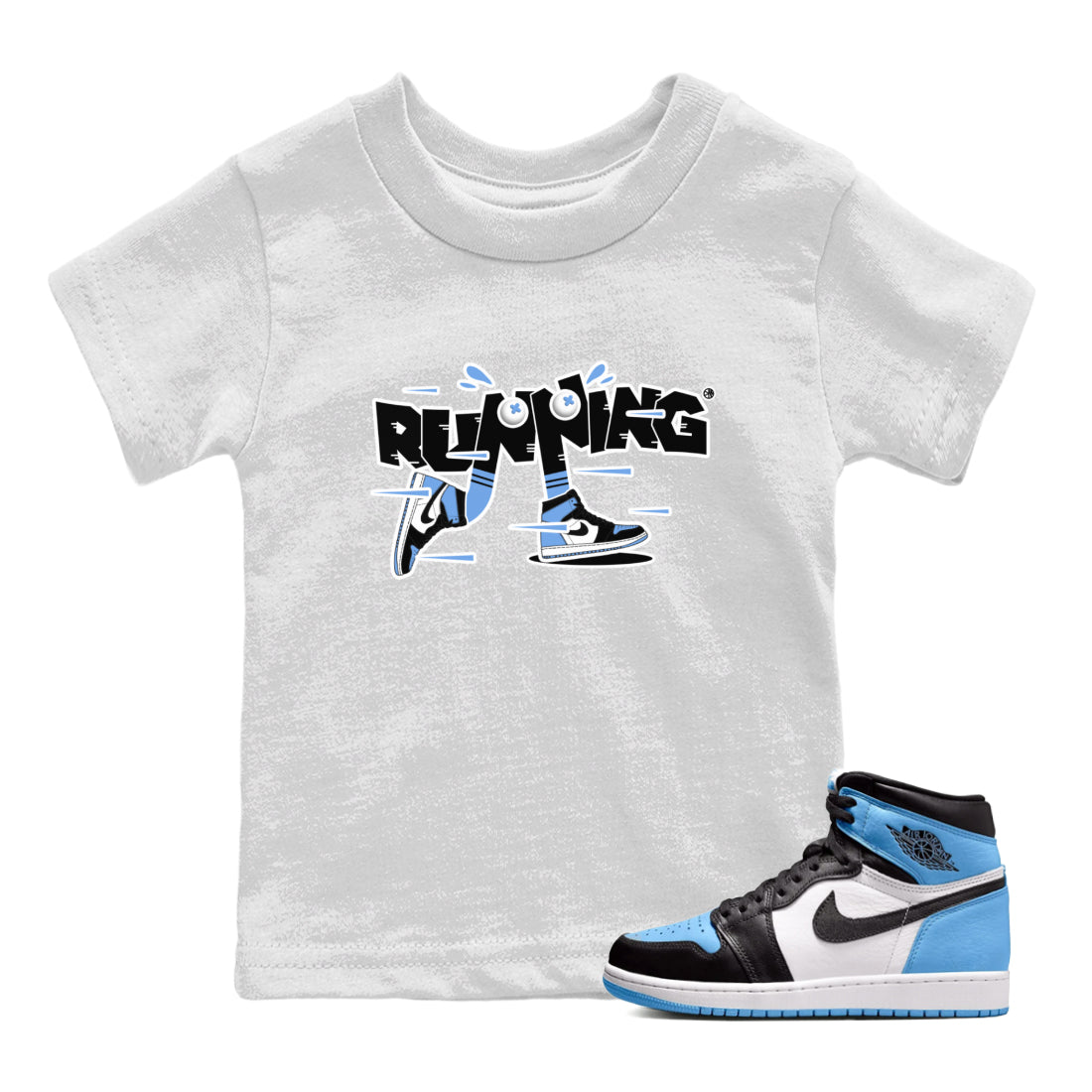 Air Jordan 1 Retro High OG UNC Toe Shirt to match Jordans Running Shoes Streetwear Sneaker Shirt AJ1 UNC Toe Drip Gear Zone Sneaker Matching Clothing Kids and Baby Tees White 1