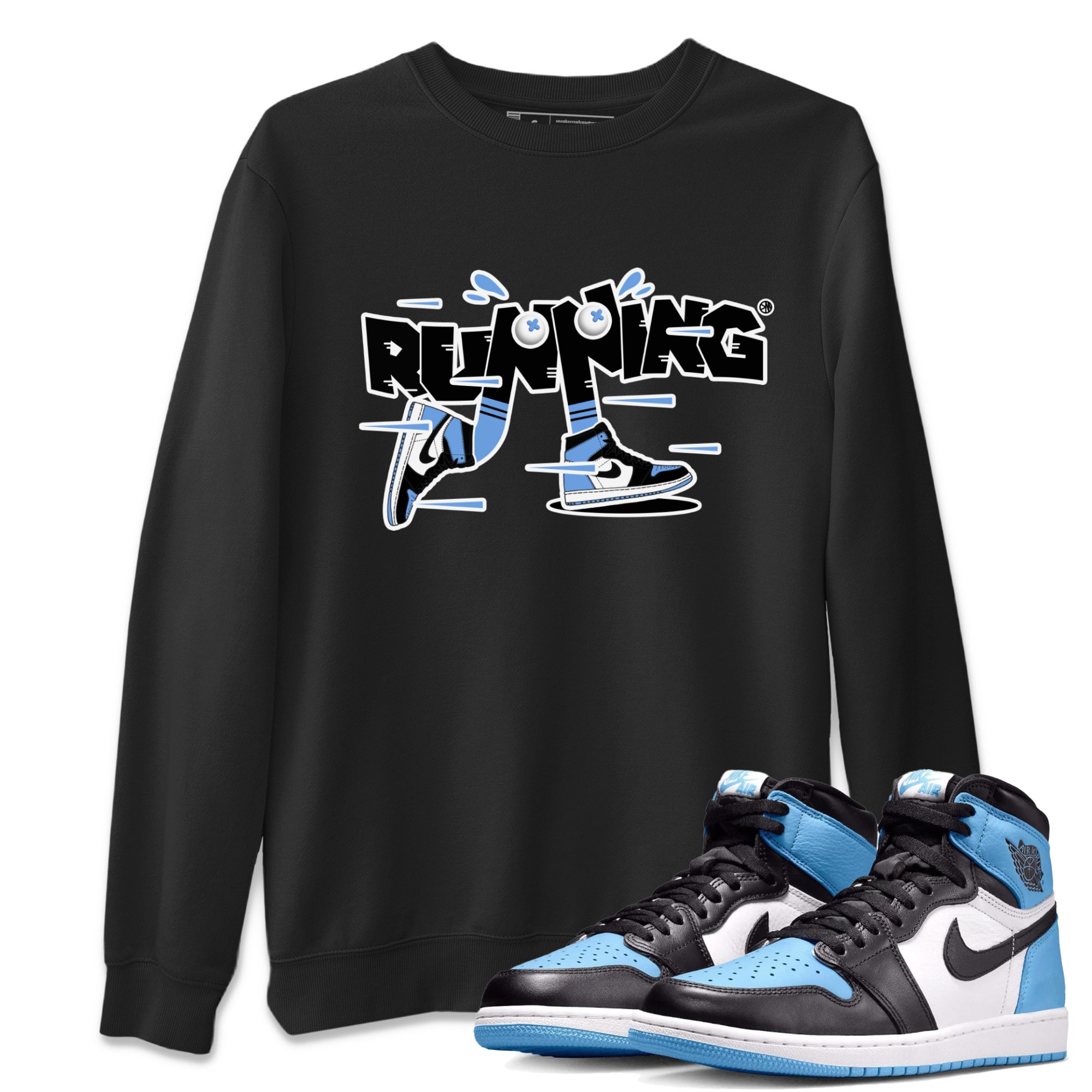 Air Jordan 1 Retro High OG UNC Toe Shirt to match Jordans Running Shoes Streetwear Sneaker Shirt AJ1 UNC Toe Drip Gear Zone Sneaker Matching Clothing Crew Neck T-Shirts Black 1