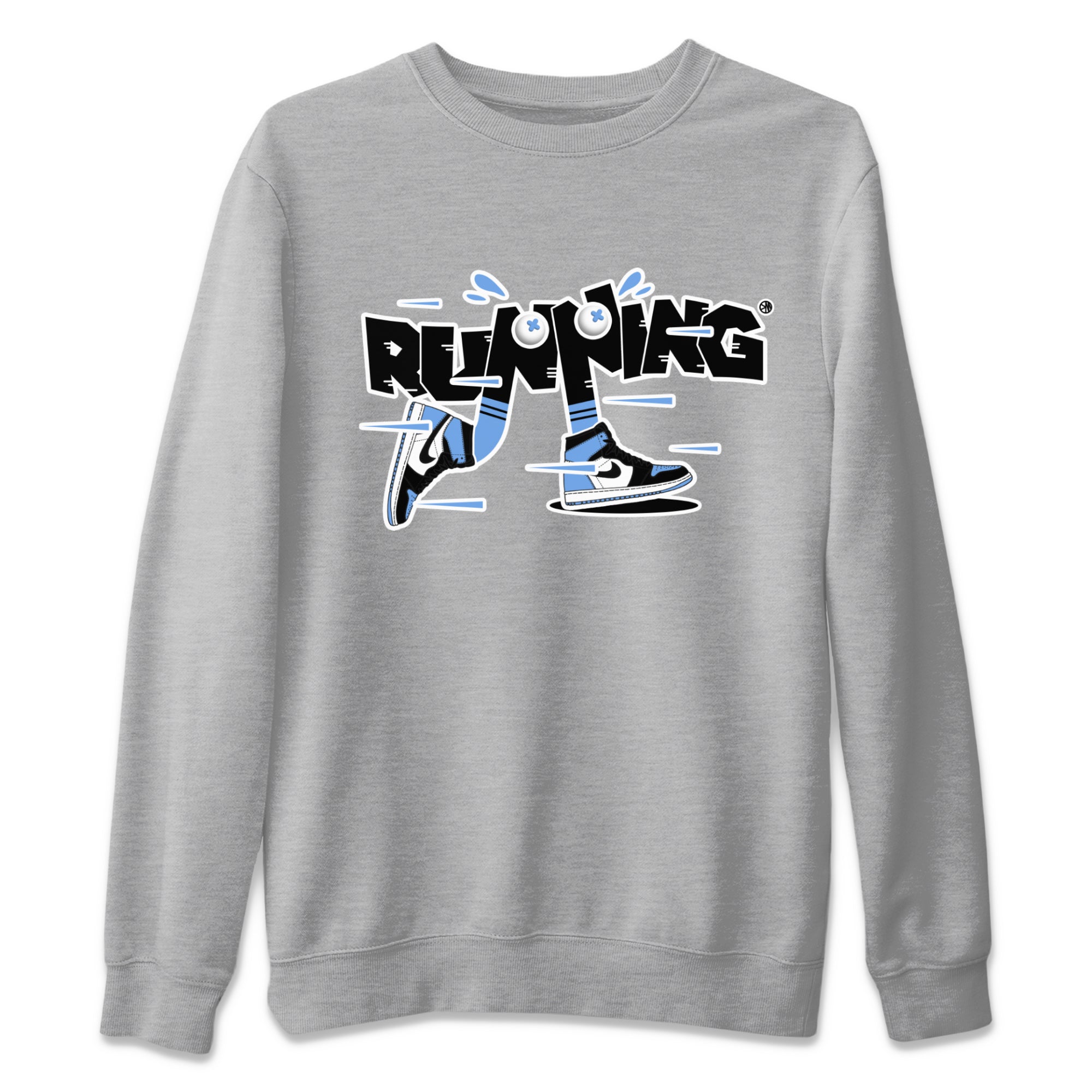 Air Jordan 1 Retro High OG UNC Toe Shirt to match Jordans Running Shoes Streetwear Sneaker Shirt AJ1 UNC Toe Drip Gear Zone Sneaker Matching Clothing Crew Neck T-Shirts Heather Grey 2