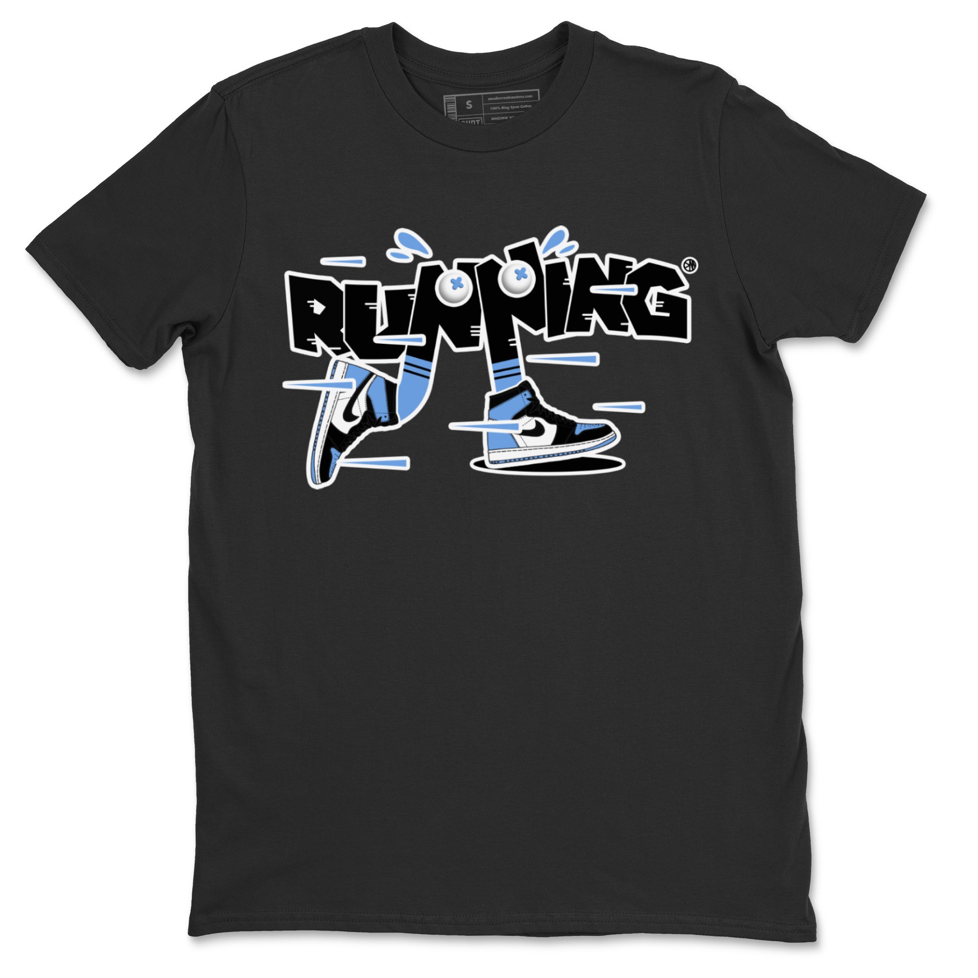 Air Jordan 1 Retro High OG UNC Toe Shirt to match Jordans Running Shoes Streetwear Sneaker Shirt AJ1 UNC Toe Drip Gear Zone Sneaker Matching Clothing Crew Neck T-Shirts Black 2