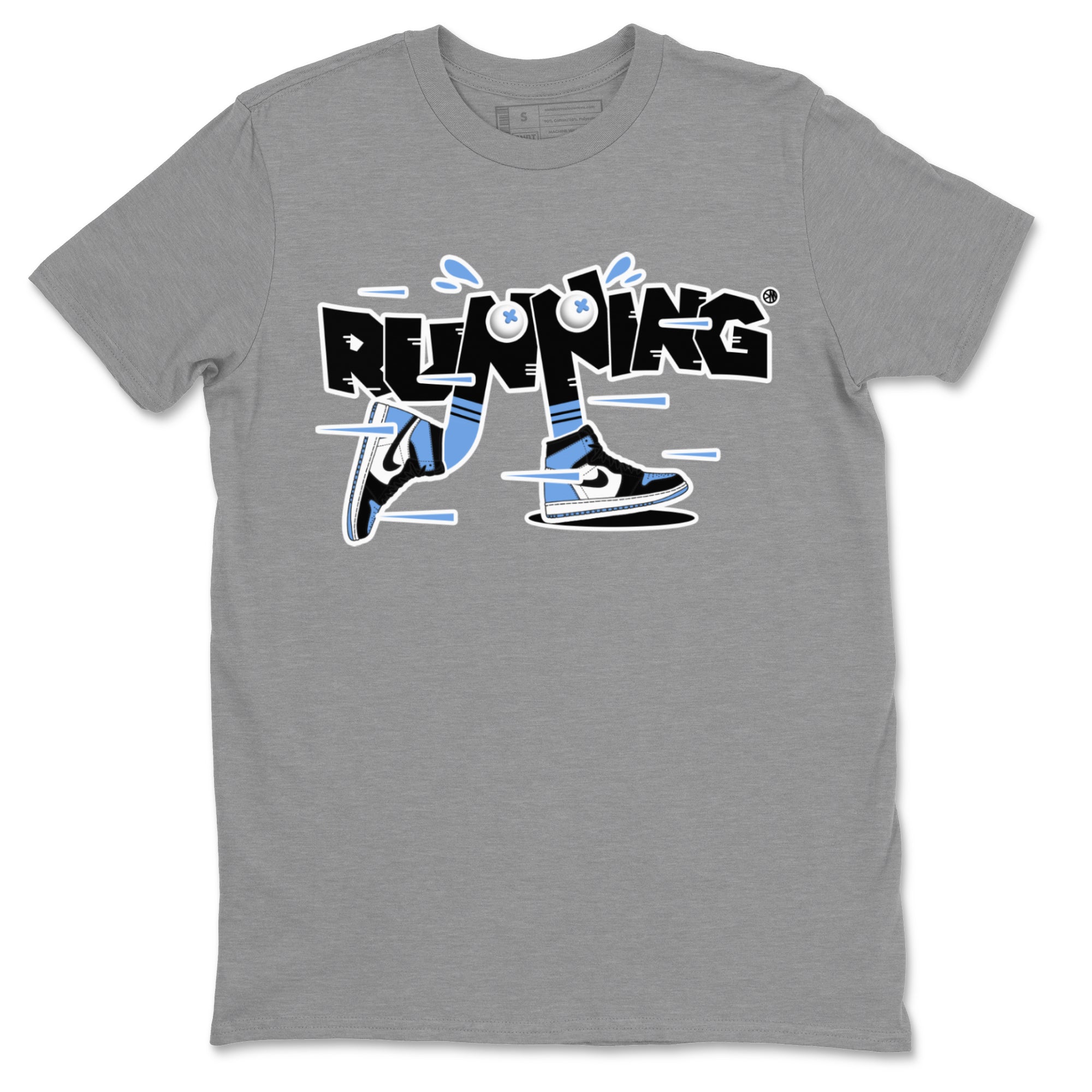 Air Jordan 1 Retro High OG UNC Toe Shirt to match Jordans Running Shoes Streetwear Sneaker Shirt AJ1 UNC Toe Drip Gear Zone Sneaker Matching Clothing Crew Neck T-Shirts Heather Grey 2
