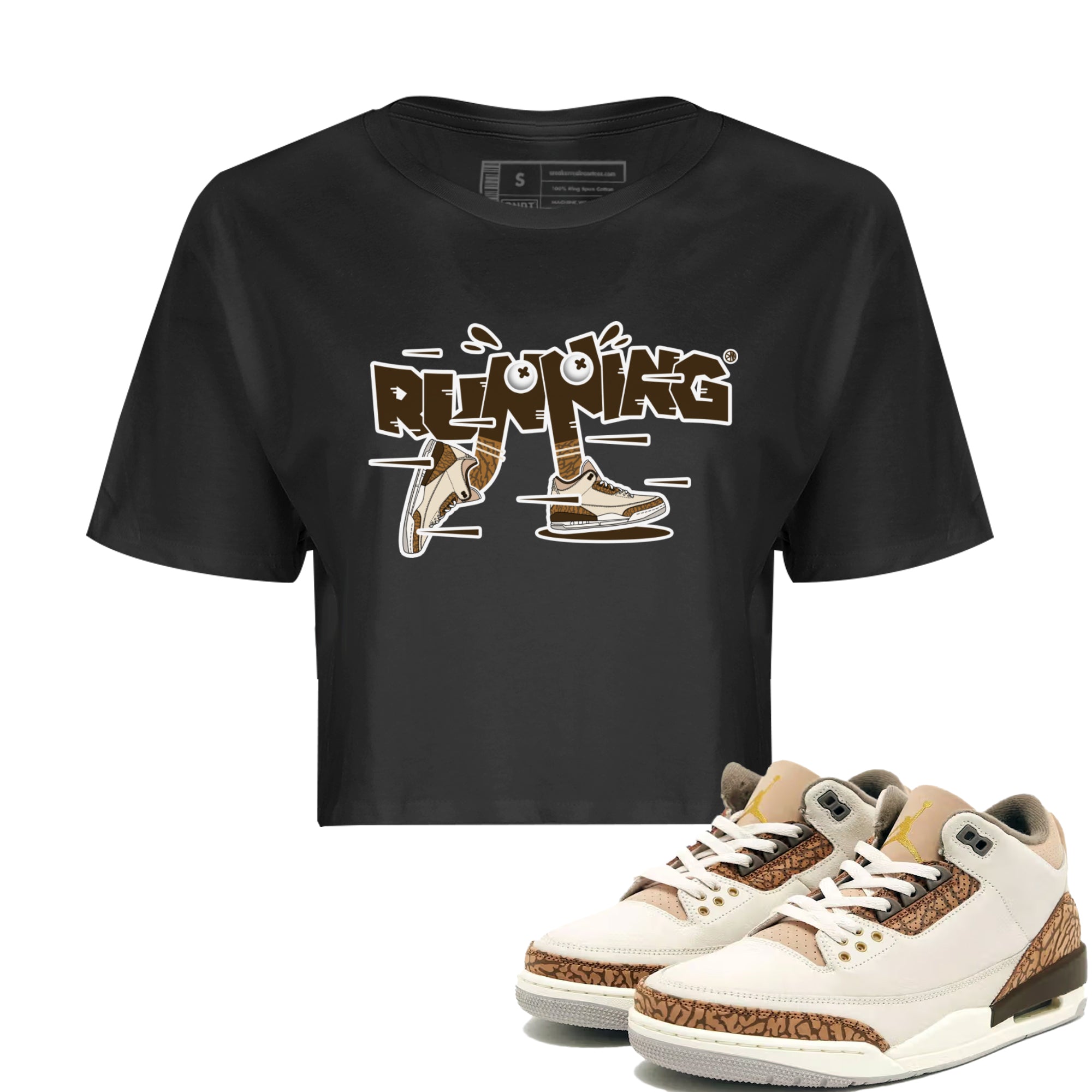 Air Jordan 3 Palomino Sneaker Match Tees Running Shoes Streetwear Sneaker Shirt AJ3 Palomino Sneaker Release Tees Women's Shirts Black 1