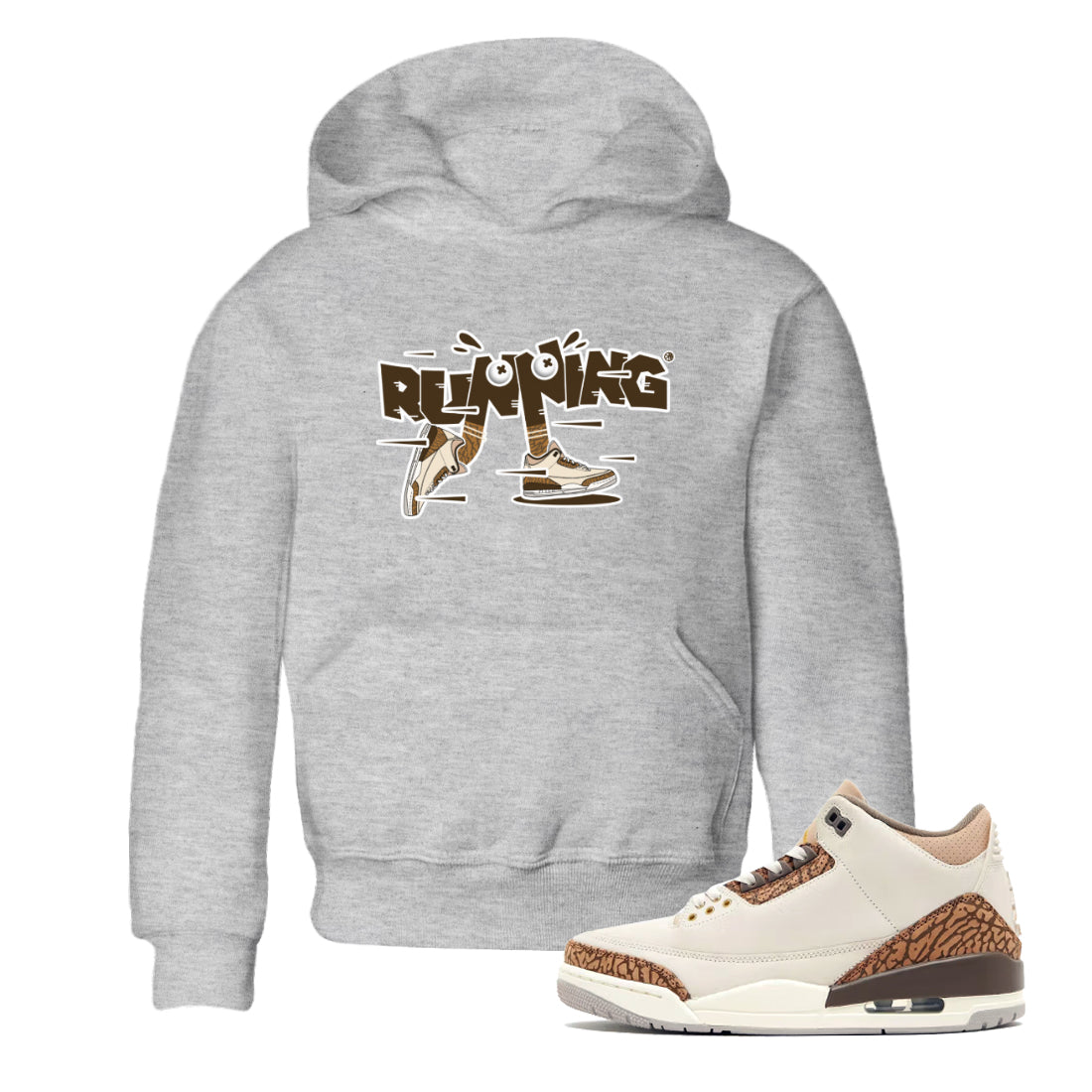 Air Jordan 3 Palomino Sneaker Match Tees Running Shoes Streetwear Sneaker Shirt AJ3 Palomino Sneaker Release Tees Kids Shirts Heather Grey 1