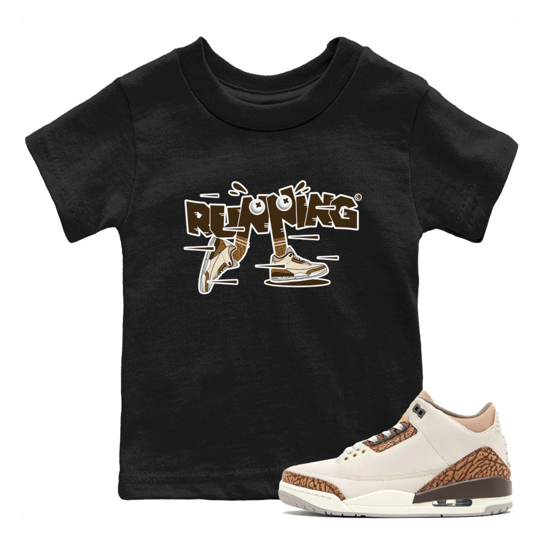 Air Jordan 3 Palomino Sneaker Match Tees Running Shoes Streetwear Sneaker Shirt AJ3 Palomino Sneaker Release Tees Kids Shirts Black 1