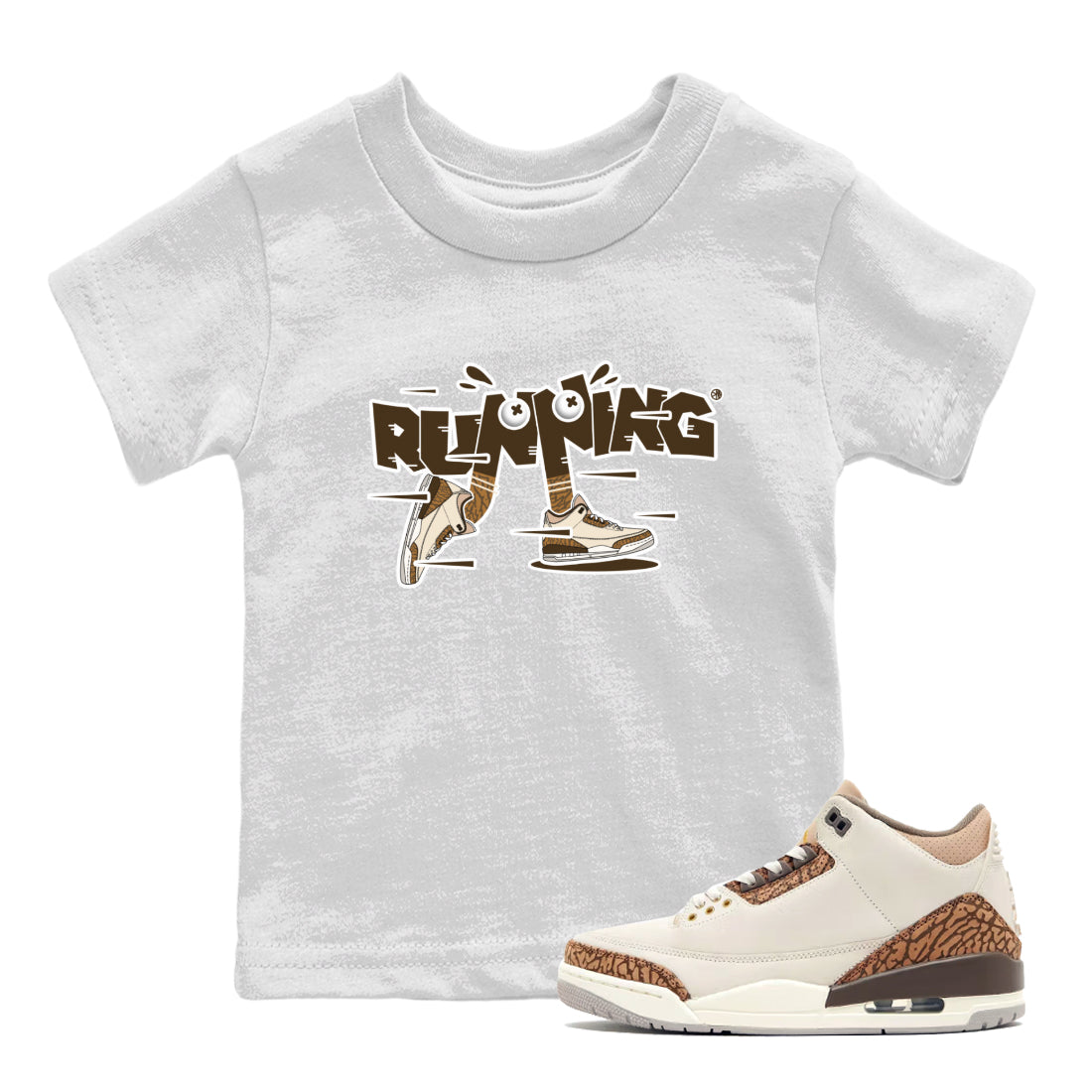 Air Jordan 3 Palomino Sneaker Match Tees Running Shoes Streetwear Sneaker Shirt AJ3 Palomino Sneaker Release Tees Kids Shirts White 1