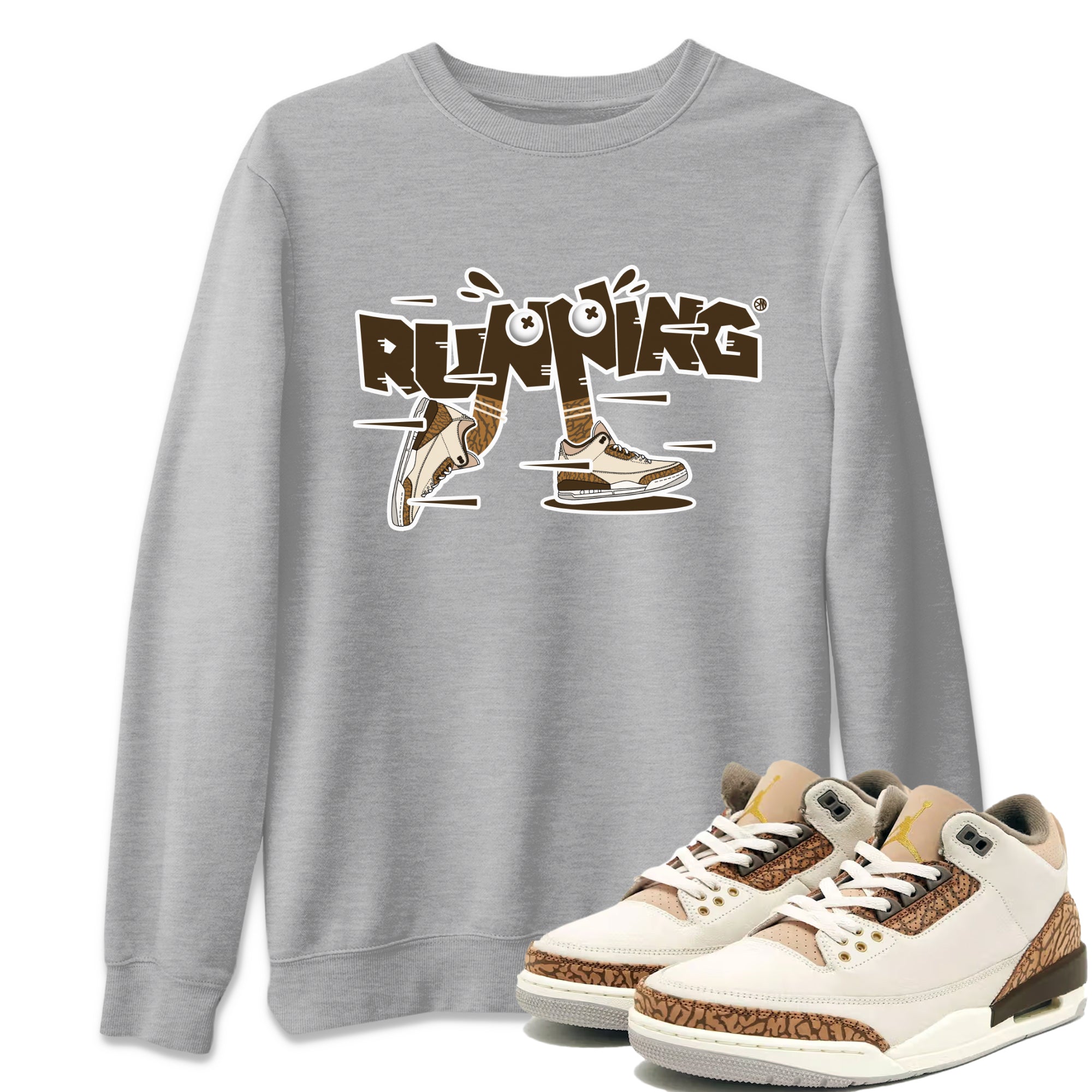 Air Jordan 3 Palomino Sneaker Match Tees Running Shoes Streetwear Sneaker Shirt AJ3 Palomino Sneaker Release Tees Unisex Shirts Heather Grey 1