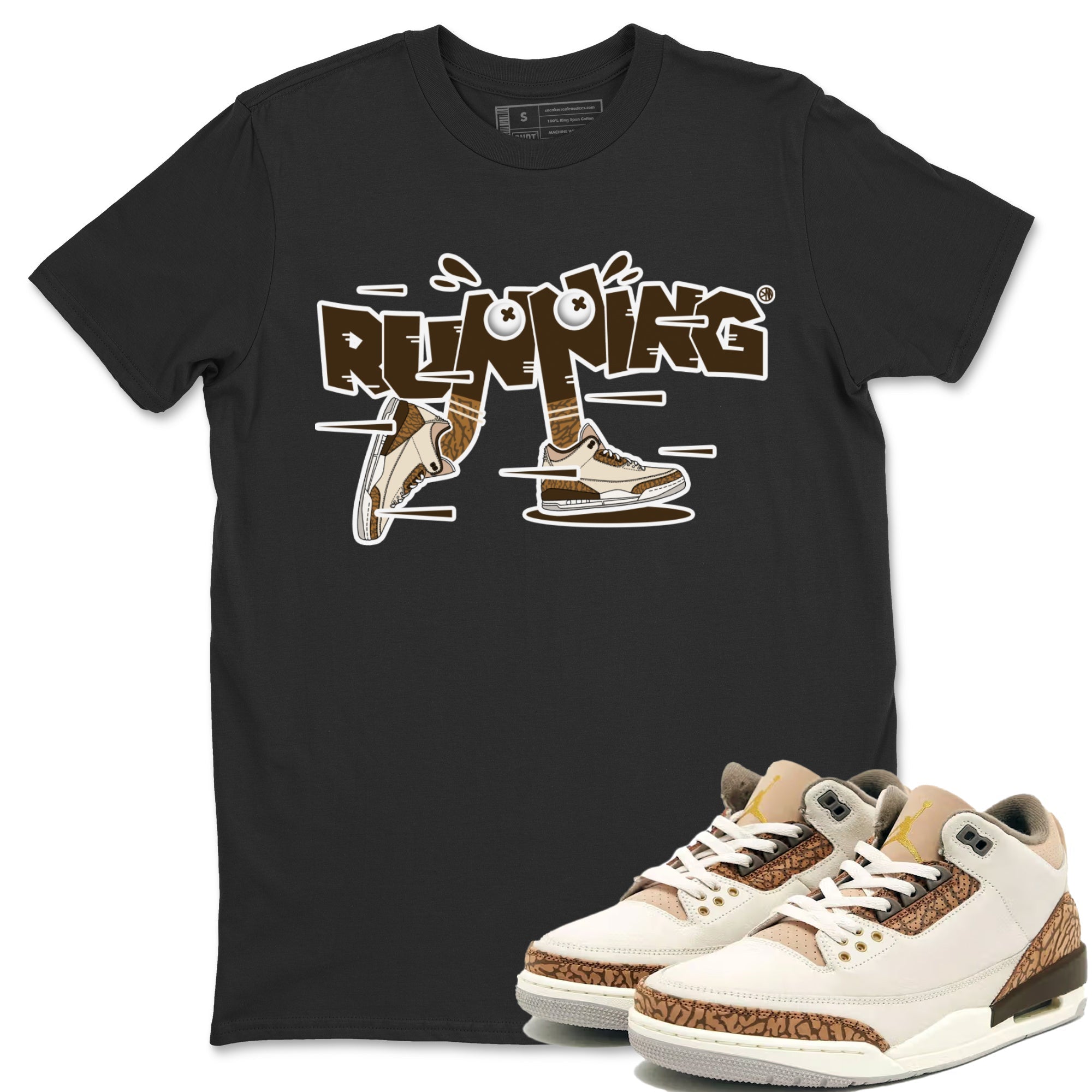 Air Jordan 3 Palomino Sneaker Match Tees Running Shoes Streetwear Sneaker Shirt AJ3 Palomino Sneaker Release Tees Unisex Shirts Black 1