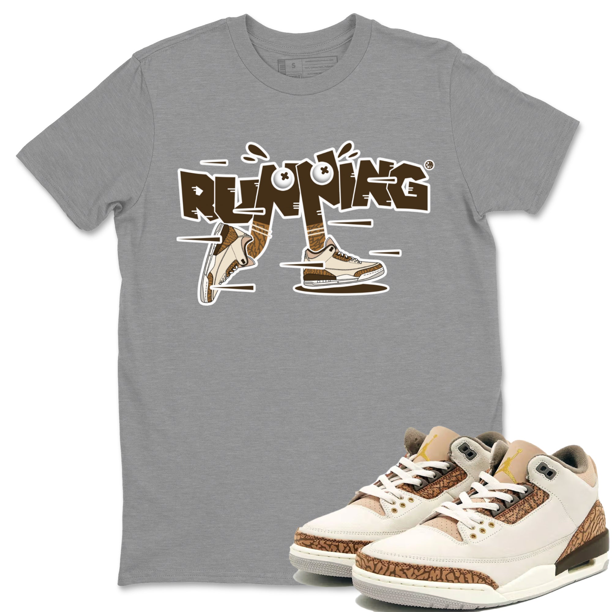 Air Jordan 3 Palomino Sneaker Match Tees Running Shoes Streetwear Sneaker Shirt AJ3 Palomino Sneaker Release Tees Unisex Shirts Heather Grey 1