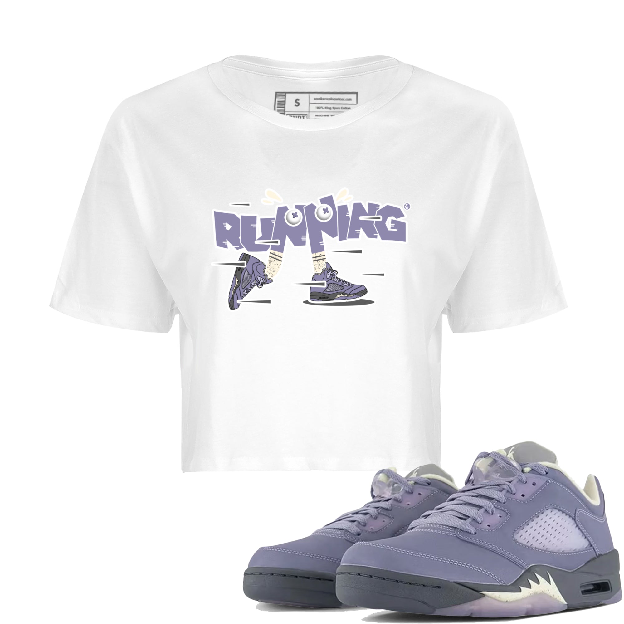 Air Jordan 5 Indigo Haze Sneaker Match Tees Running Shoes Streetwear Sneaker Shirt AJ5 Indigo Haze Sneaker Release Tees Women's Shirts White 1