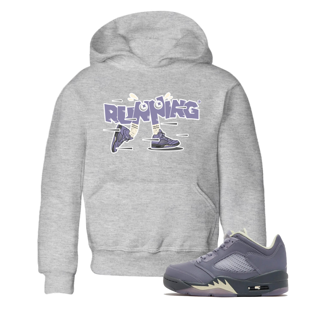 Air Jordan 5 Indigo Haze Sneaker Match Tees Running Shoes Streetwear Sneaker Shirt AJ5 Indigo Haze Sneaker Release Tees Kids Shirts Heather Grey 1