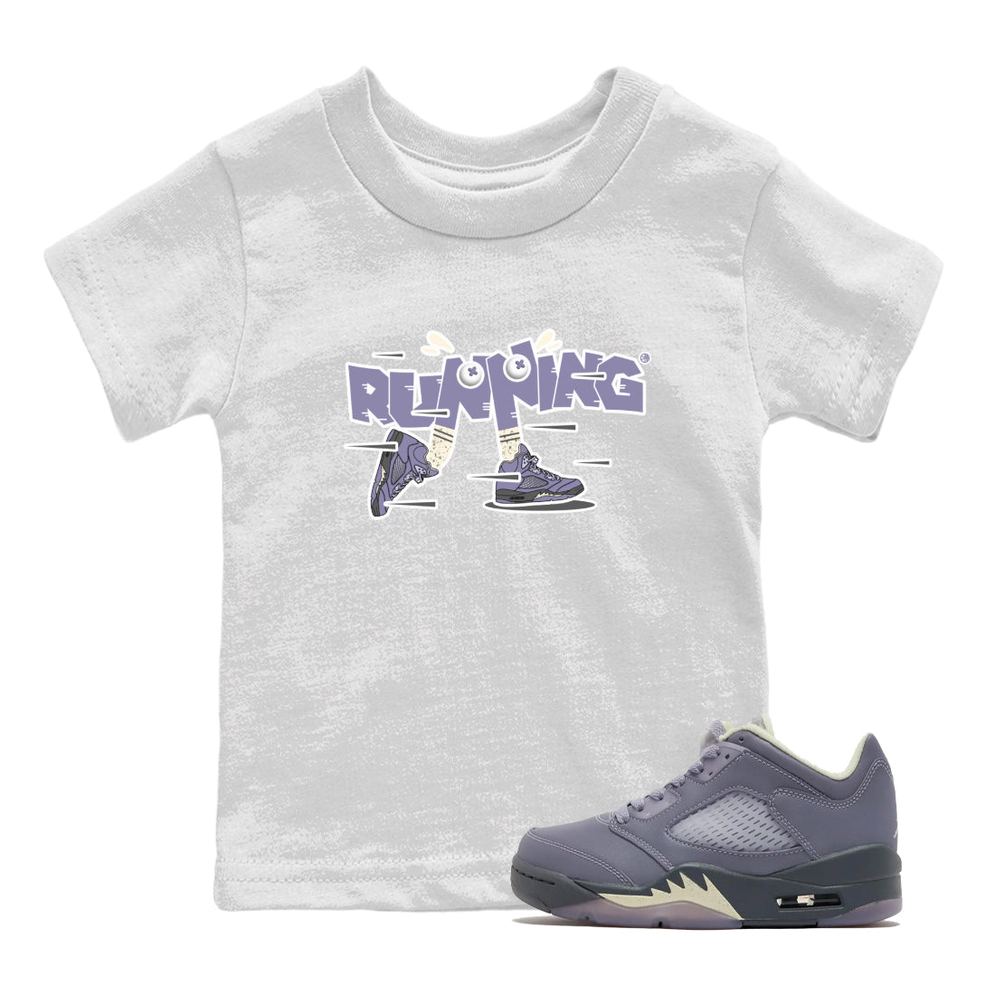 Air Jordan 5 Indigo Haze Sneaker Match Tees Running Shoes Streetwear Sneaker Shirt AJ5 Indigo Haze Sneaker Release Tees Kids Shirts White 1
