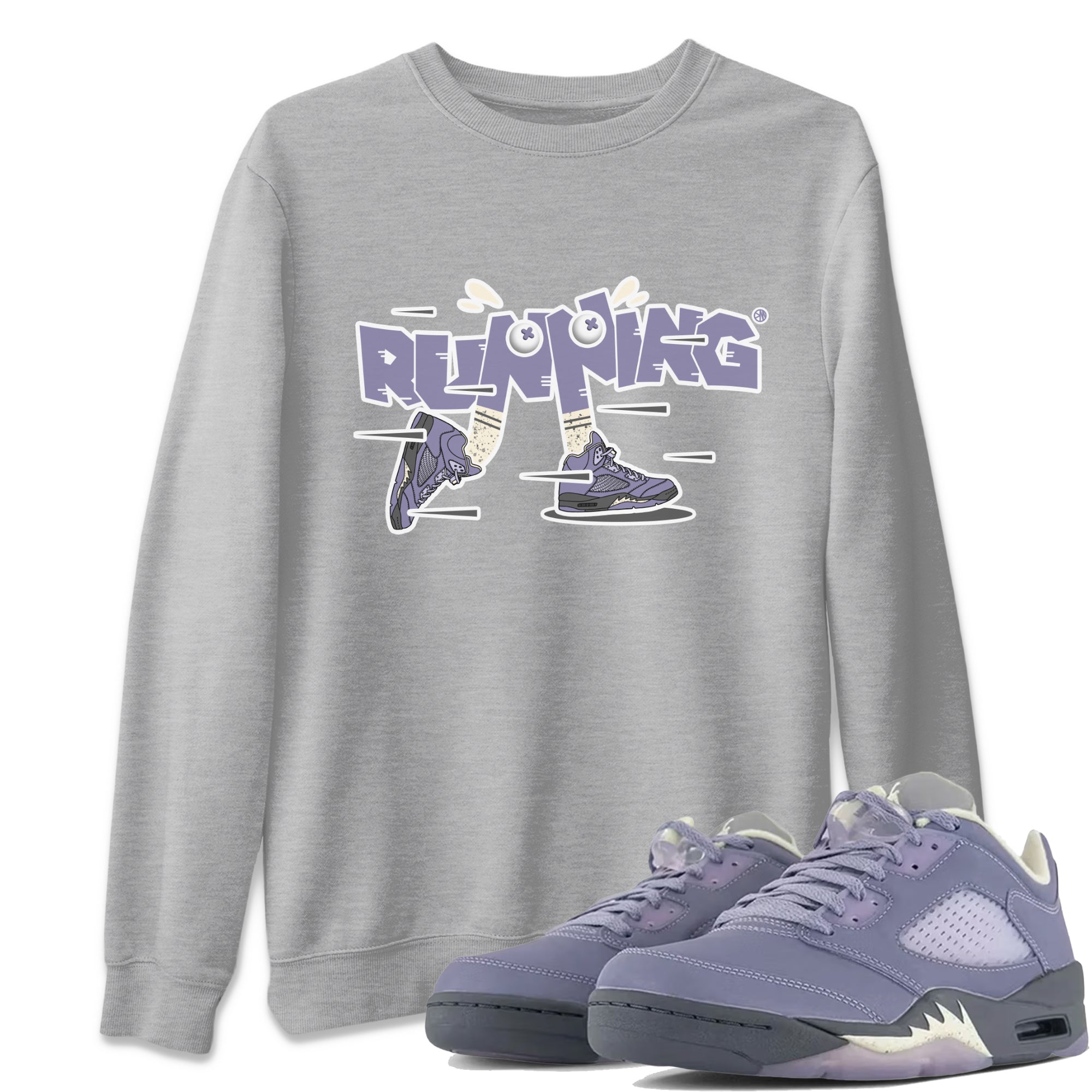 Air Jordan 5 Indigo Haze Sneaker Match Tees Running Shoes Streetwear Sneaker Shirt AJ5 Indigo Haze Sneaker Release Tees Unisex Shirts Heather Grey 1