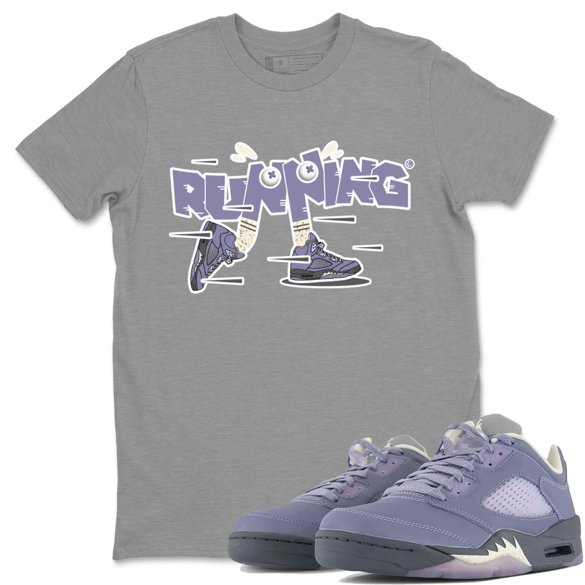 Air Jordan 5 Indigo Haze Sneaker Match Tees Running Shoes Streetwear Sneaker Shirt AJ5 Indigo Haze Sneaker Release Tees Unisex Shirts Heather Grey 1