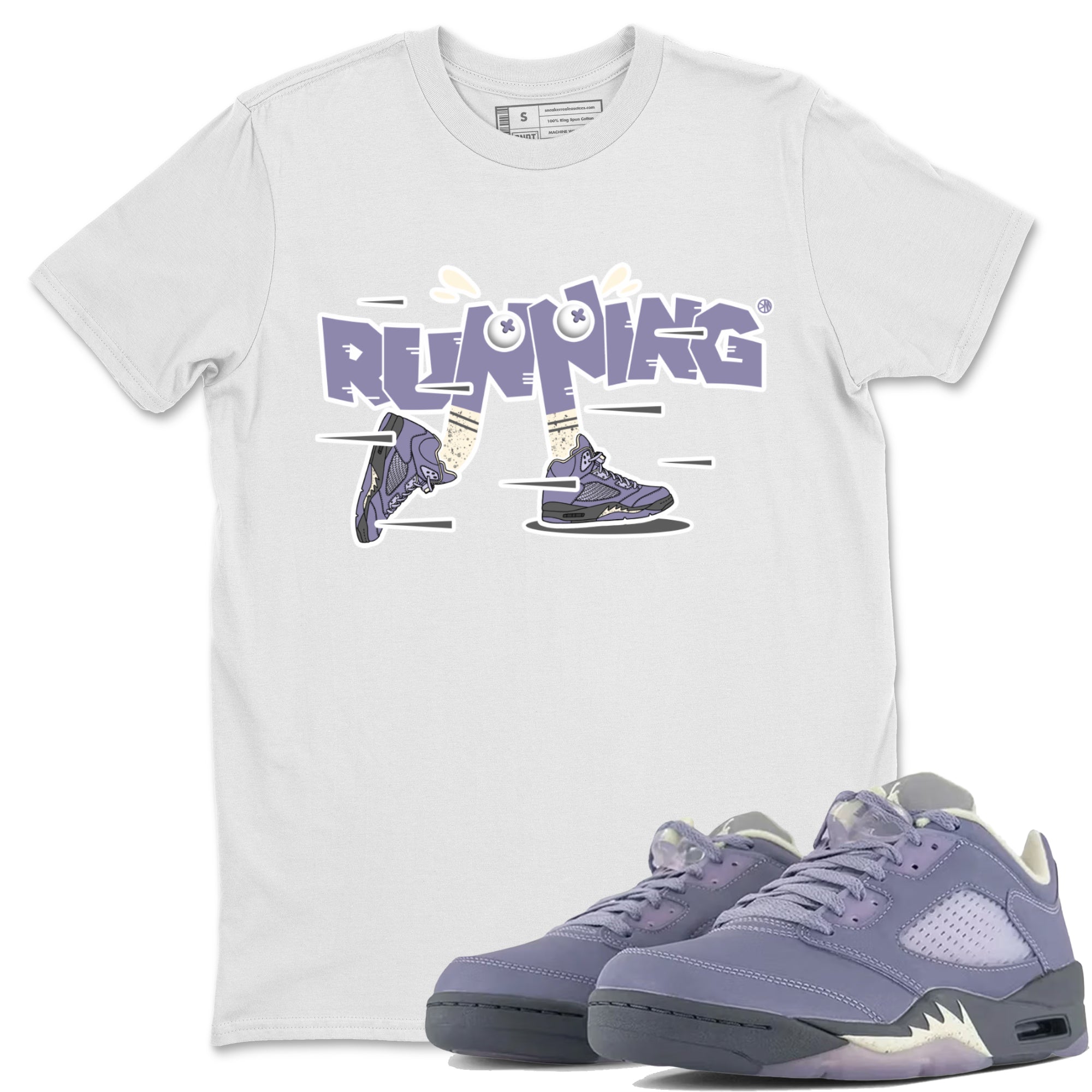Air Jordan 5 Indigo Haze Sneaker Match Tees Running Shoes Streetwear Sneaker Shirt AJ5 Indigo Haze Sneaker Release Tees Unisex Shirts White 1