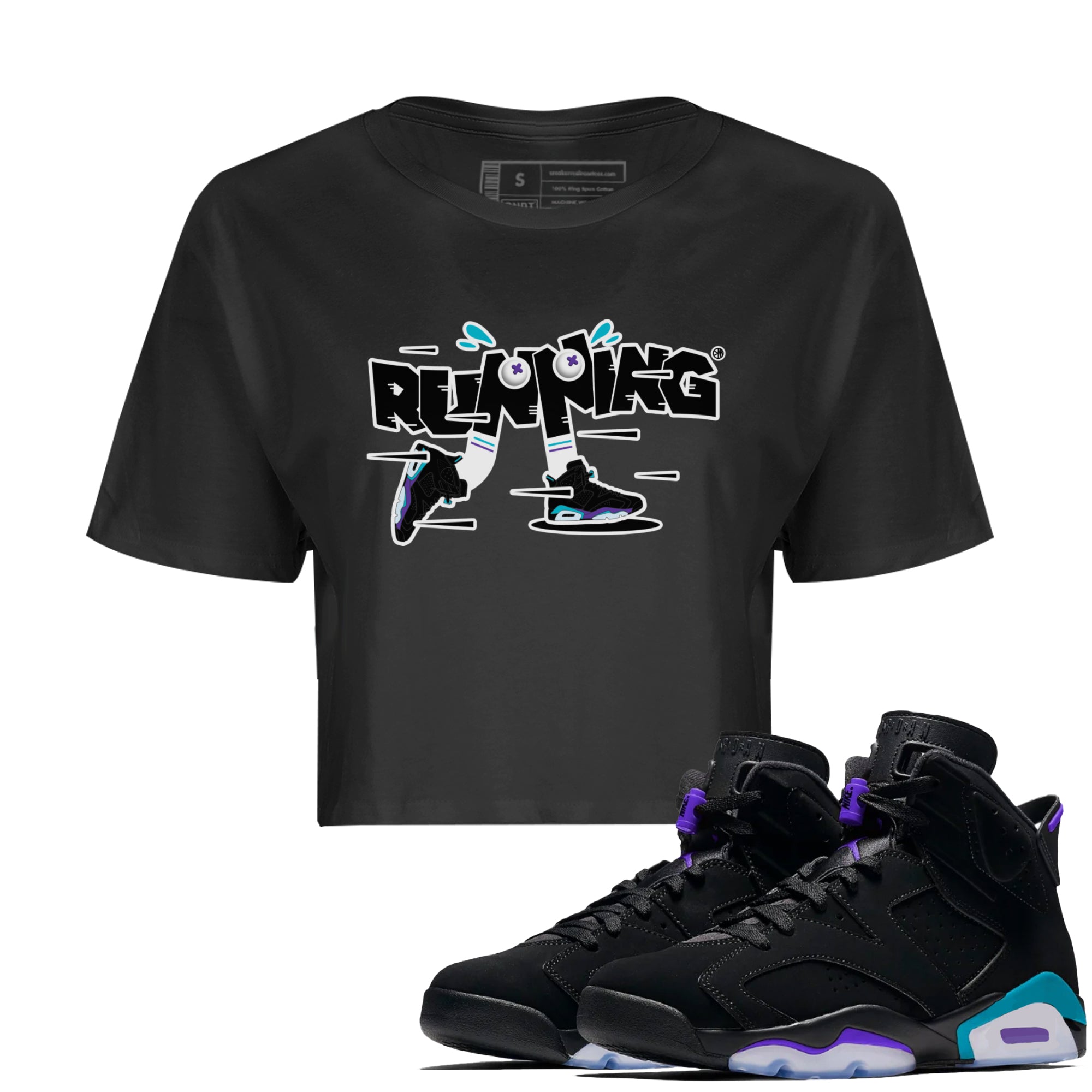 Air Jordan 6 Aqua Sneaker Match Tees Running Shoes Streetwear Sneaker Shirt AJ6 Aqua Sneaker Release Tees Women's Shirts Black 1