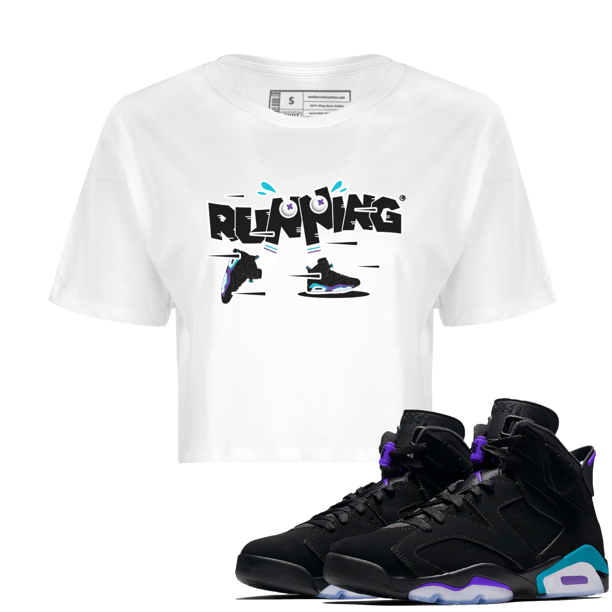 Air Jordan 6 Aqua Sneaker Match Tees Running Shoes Streetwear Sneaker Shirt AJ6 Aqua Sneaker Release Tees Women's Shirts White 1