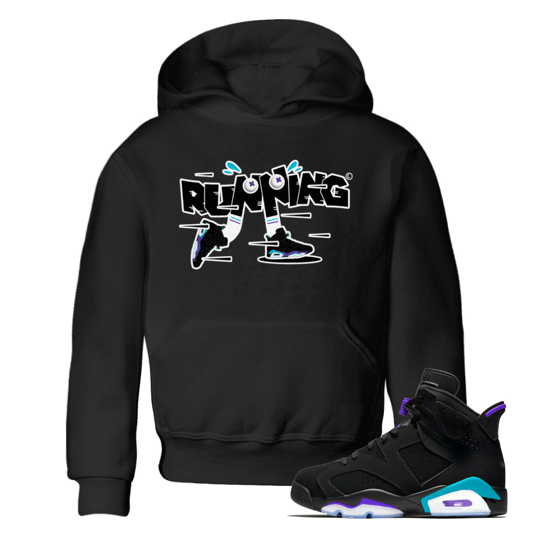 Air Jordan 6 Aqua Sneaker Match Tees Running Shoes Streetwear Sneaker Shirt AJ6 Aqua Sneaker Release Tees Kids Shirts Black 1